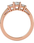 Inel de Logodnă Trei Diamante Create în Laborator Pavè de 1.28 ct din 18k Aur Roz - Castelo.ro