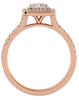 Inel Tăietură Princess Si Cadru Halo din Aur 14k cu Diamante Naturale de 0.95 ct din 14k Aur Roz - Castelo.ro
