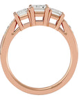 Inel de Logodnă Trei Moissanite de 2.46 ct din 18k Aur Roz - Castelo.ro