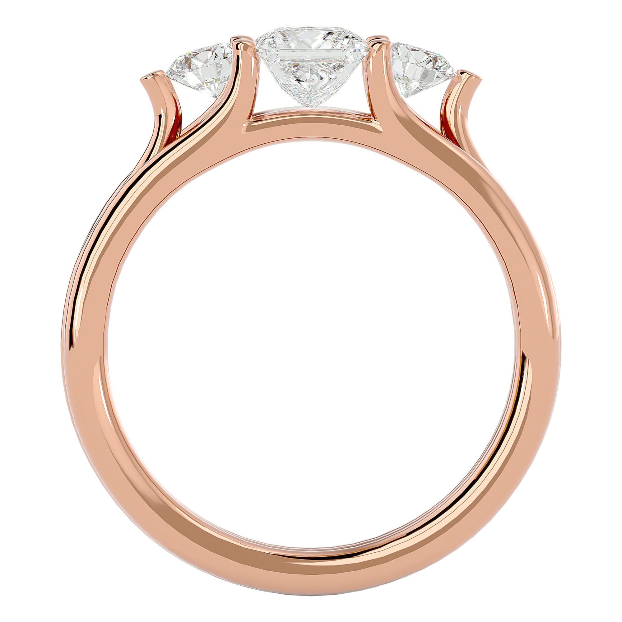 Inel Triplu de Logodnă din Aur 14k Cu Trei Diamante Create în Laborator de 0.96 ct din 14k Aur Roz - Castelo.ro