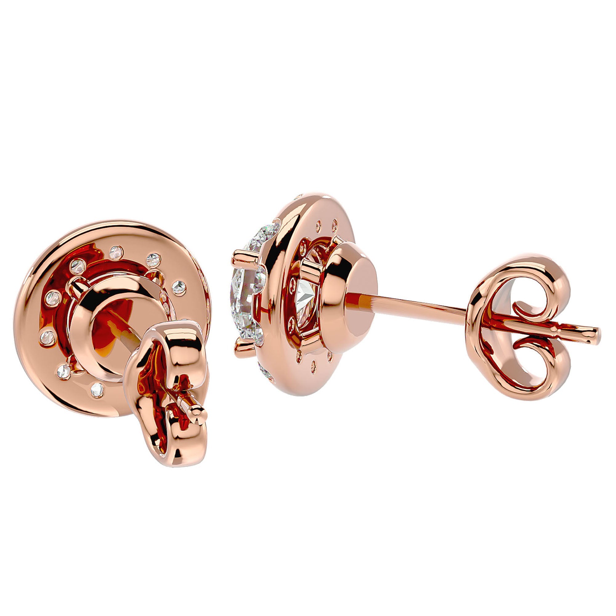 Cercei din Aur 14k Cu Moissanite Stud de 1.06 ct din 14k Aur Roz - Castelo.ro