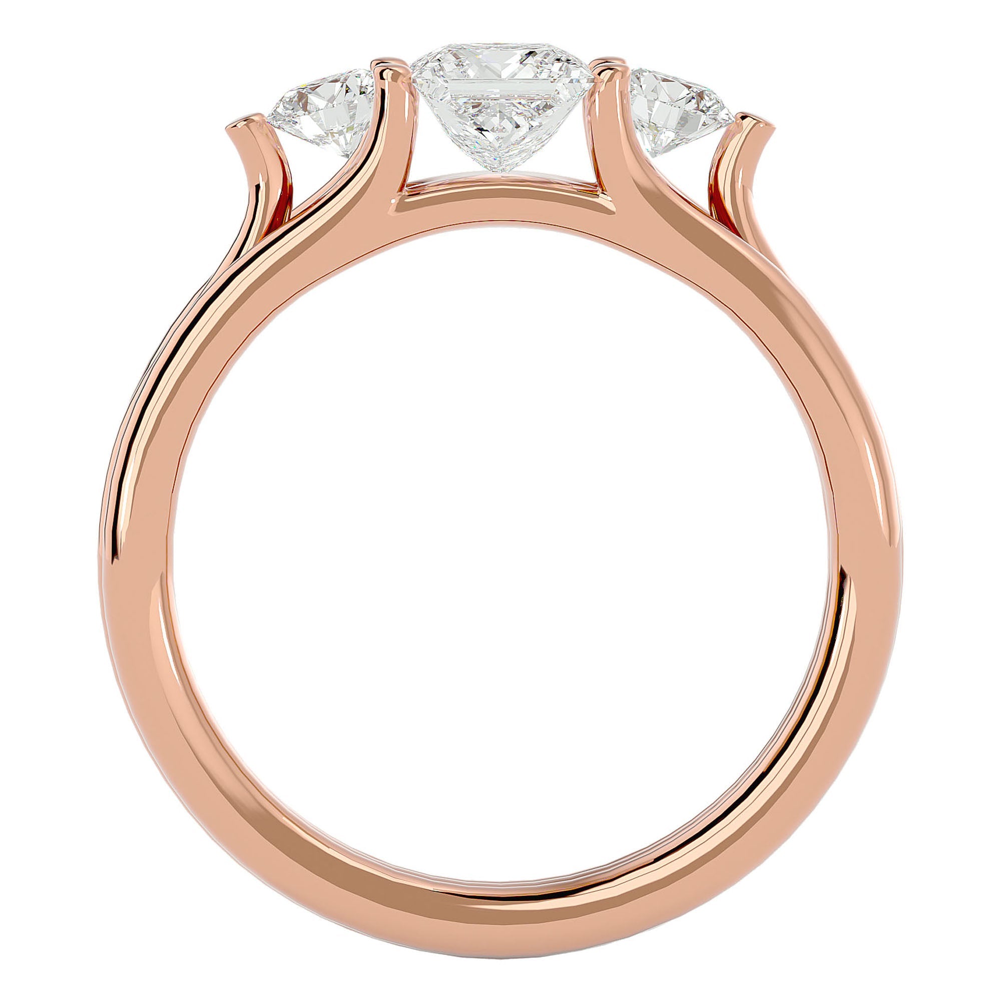 Inel Triplu de Logodnă Cu Trei Moissanite de 0.96 ct din 18k Aur Roz - Castelo.ro
