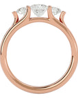 Inel Triplu de Logodnă Cu Trei Moissanite de 0.96 ct din 18k Aur Roz - Castelo.ro