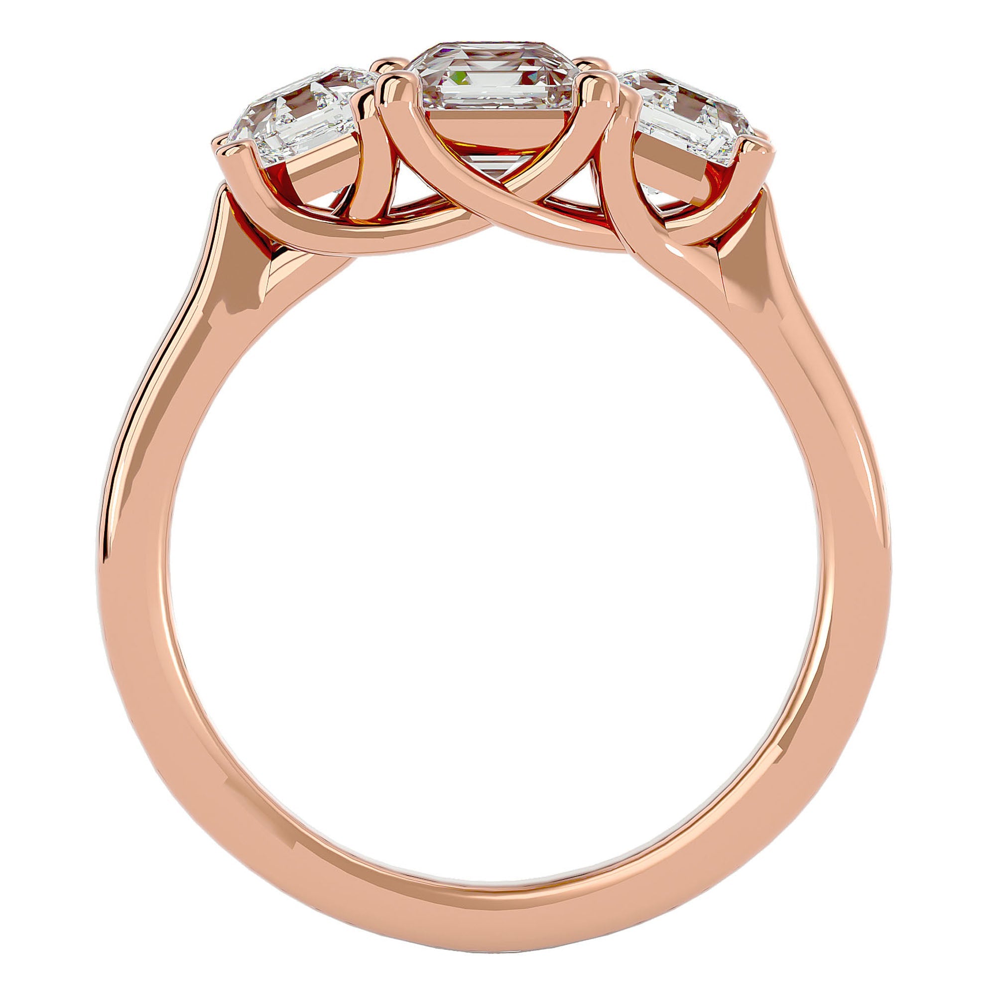 Inel de Logodnă cu Trei Diamante Naturale de 2.20 ct din 18k Aur Roz - Castelo.ro