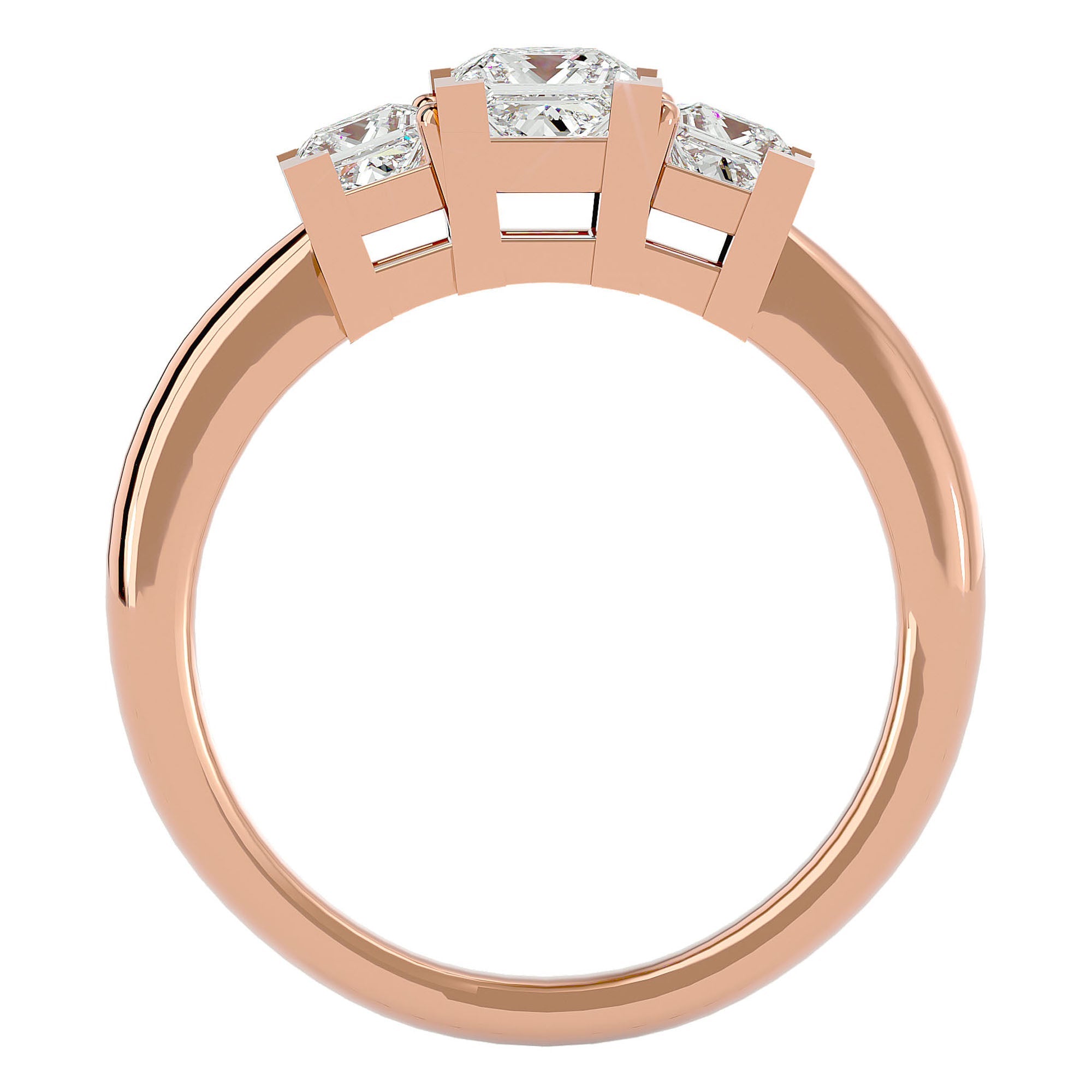 Inel de Logodnă Cu Trei Diamante Naturale Tăietură Prințesă de 1.32 ct din 18k Aur Roz - Castelo.ro