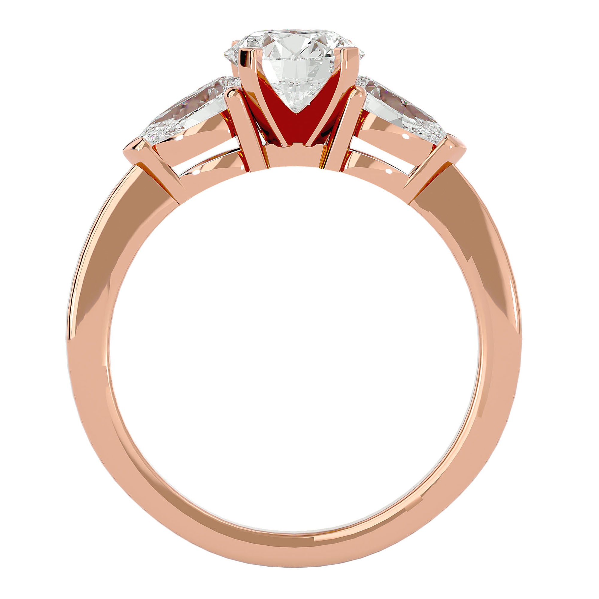 Inel de Logodnă Hélène cu Trei Moissanite de 2.18 ct din 18k Aur Roz - Castelo.ro