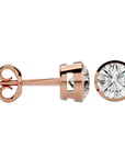 Cercei cu Diamant Natural In Montură Bezel de 1.18 ct din 18k Aur Roz - Castelo.ro