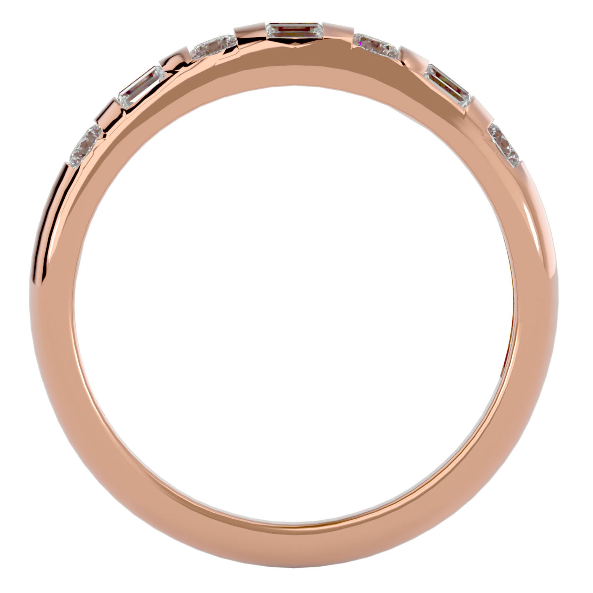 Inel Bagheta Eternity cu Diamante Naturale de 0.56 ct din 18k Aur Roz - Castelo.ro