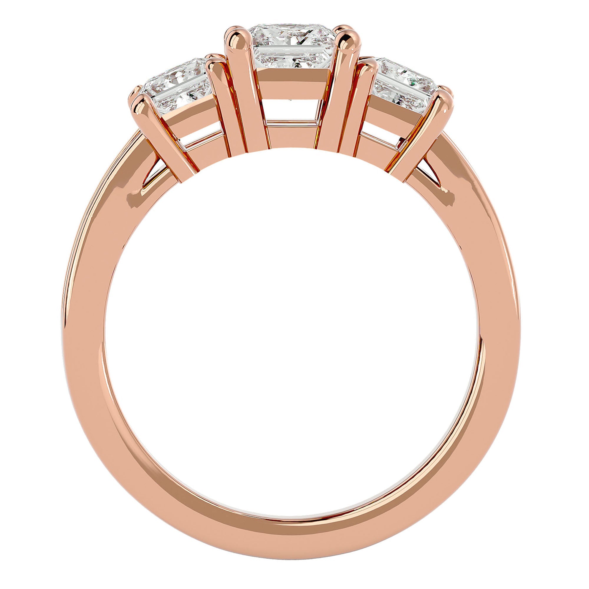 Inel de Logodnă Trei Diamante Naturale Pavè de 2.20 ct din 18k Aur Roz - Castelo.ro