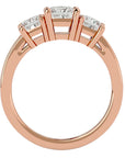 Inel de Logodnă Trei Diamante Naturale Pavè de 2.20 ct din 18k Aur Roz - Castelo.ro