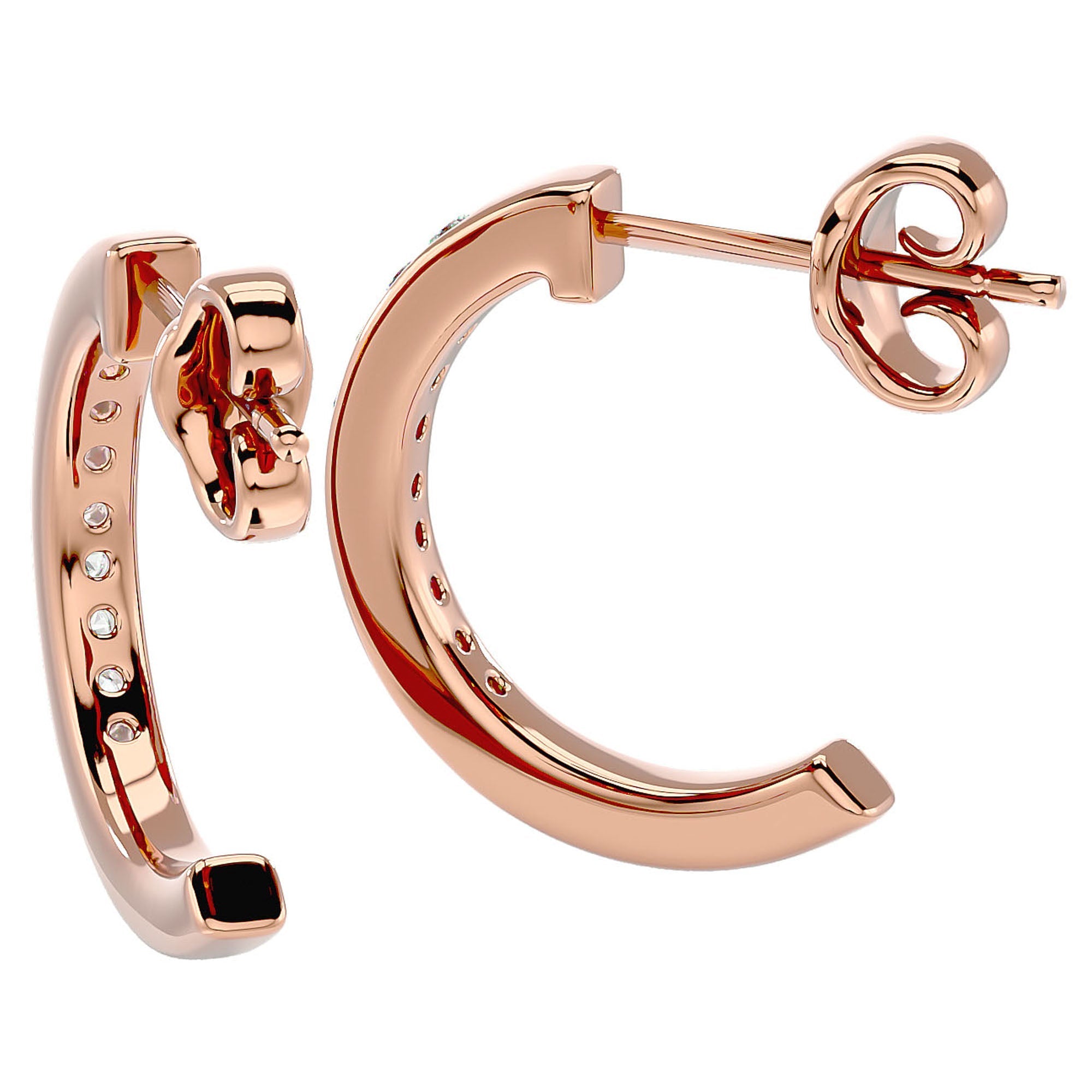 Cercei Hoop Vals din Aur 14k cu Diamante Create în Laborator de 0.92 ct din 14k Aur Roz - Castelo.ro
