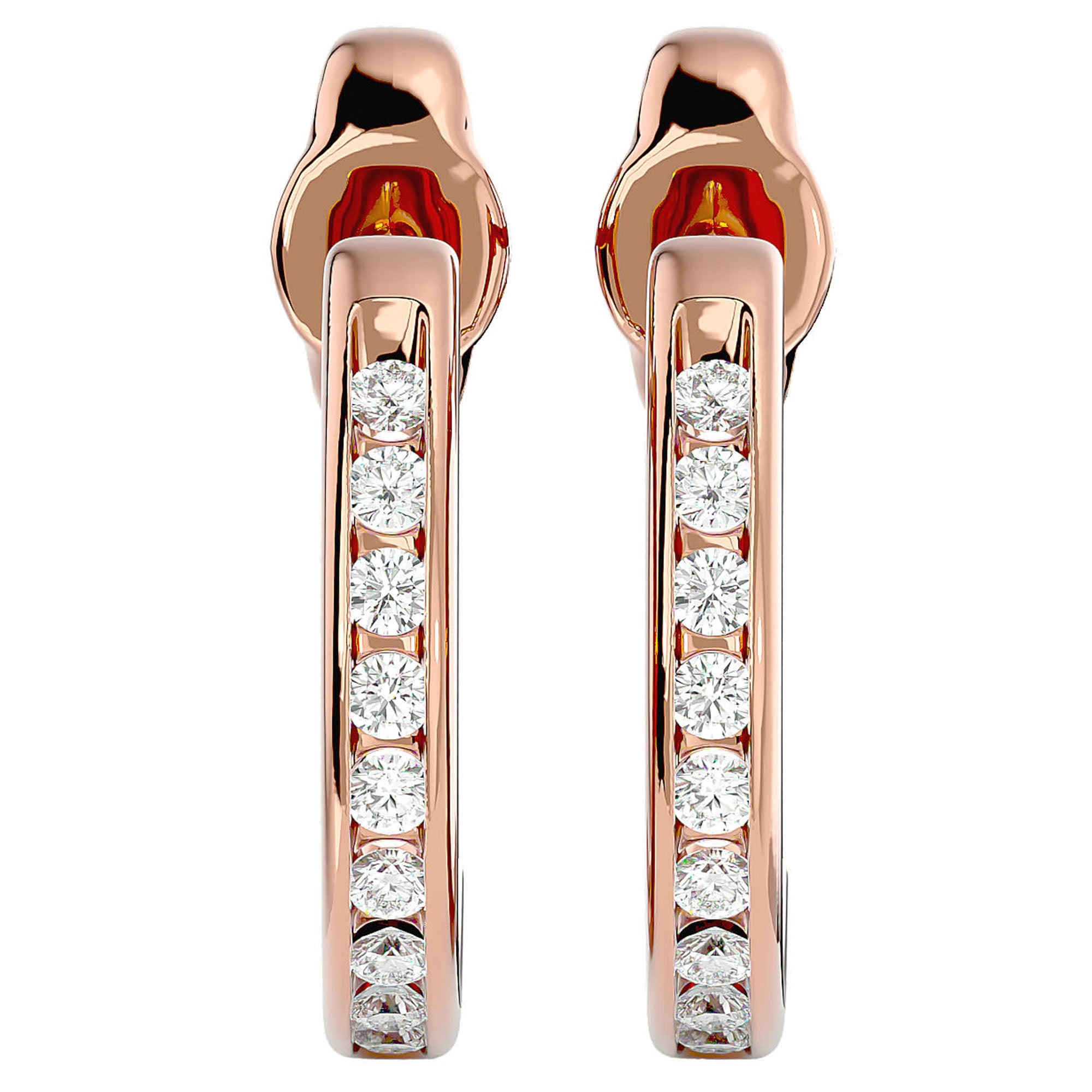 Cercei Hoop Regali din Aur 14k cu Diamante Naturale de 0.54 ct din 14k Aur Roz - Castelo.ro