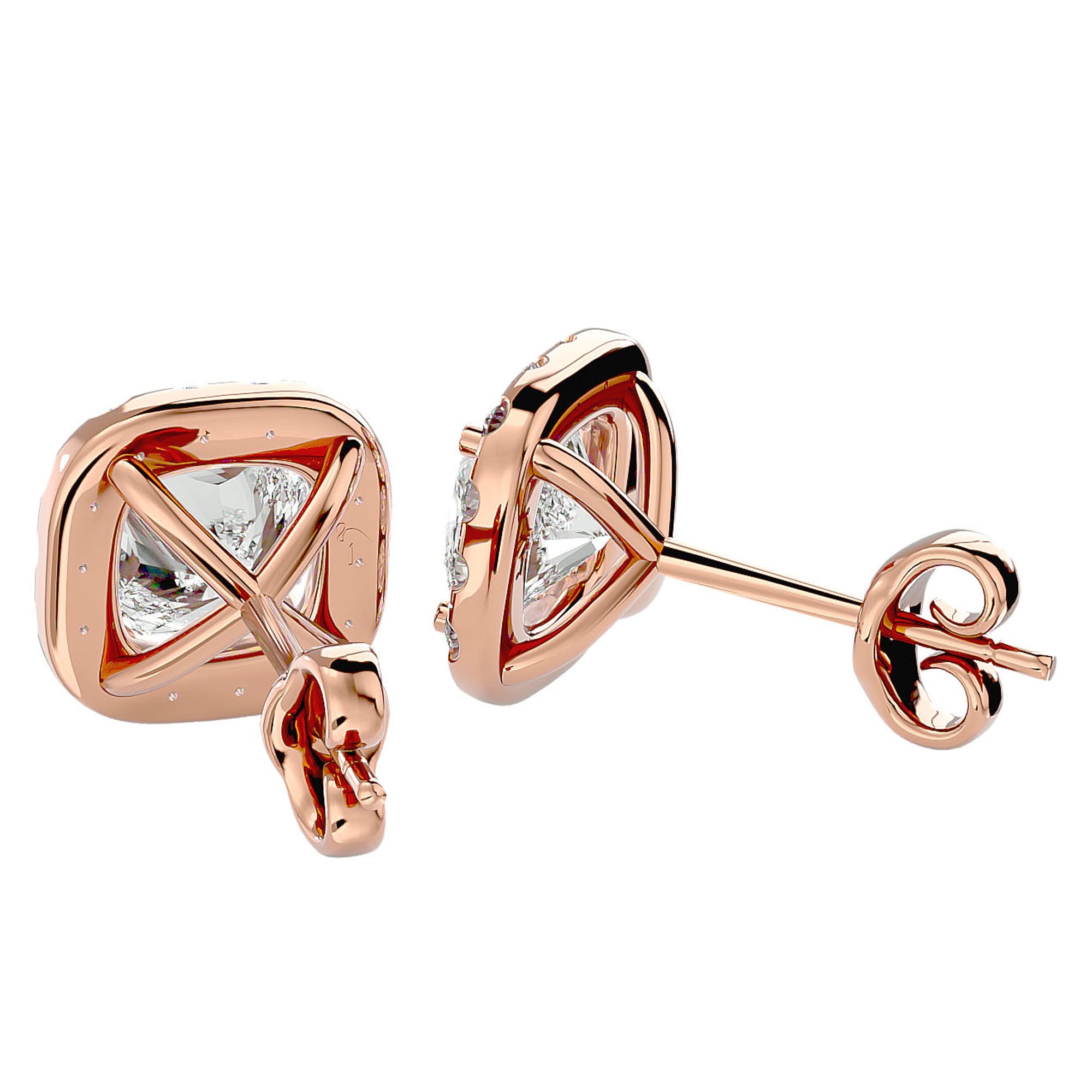 Cercei Stud Cu Moissanite de 2.06 ct din 18k Aur Roz - Castelo.ro