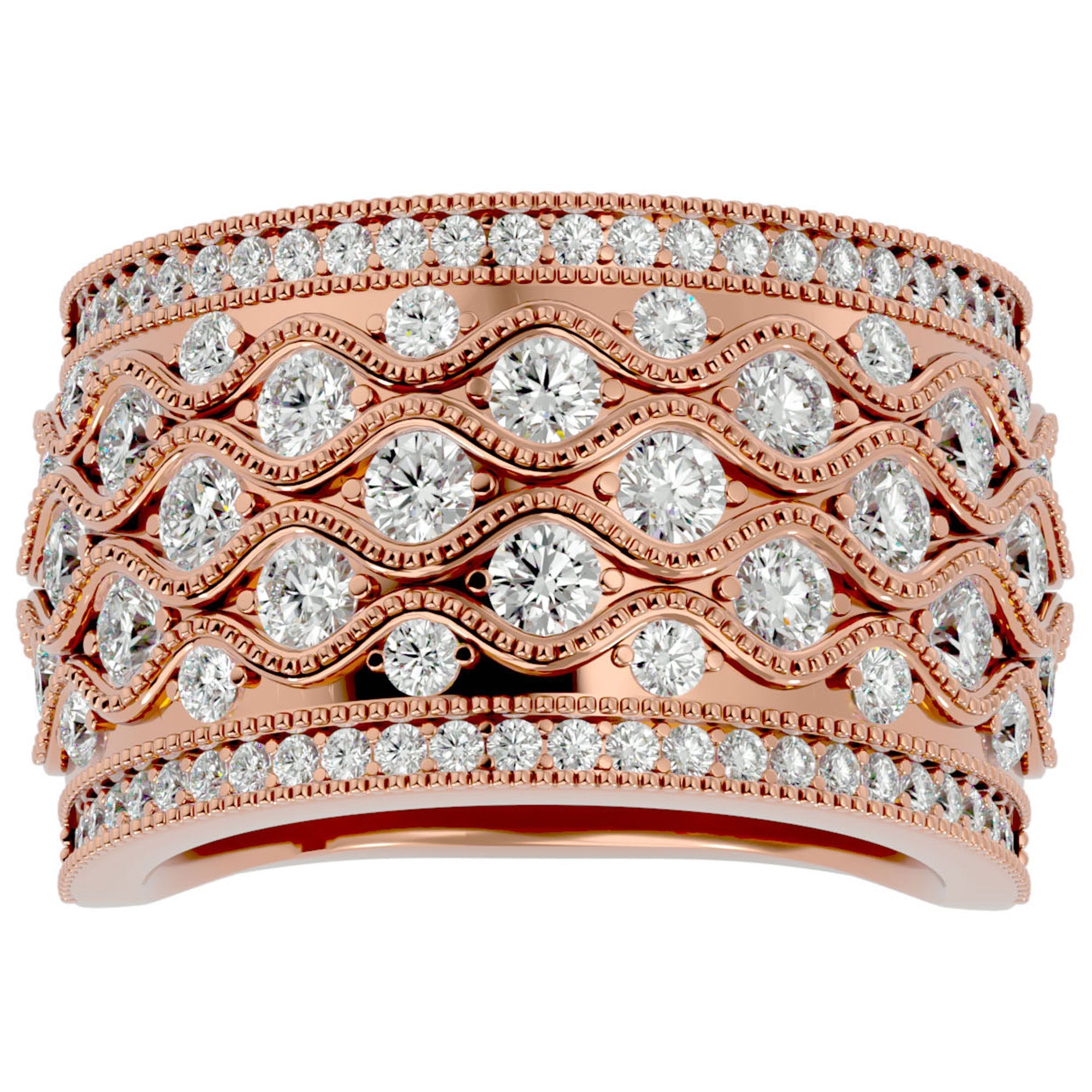 Inel Regal Vintage din Aur 14k cu Diamante Create în Laborator de 1.73 ct din 14k Aur Roz - Castelo.ro