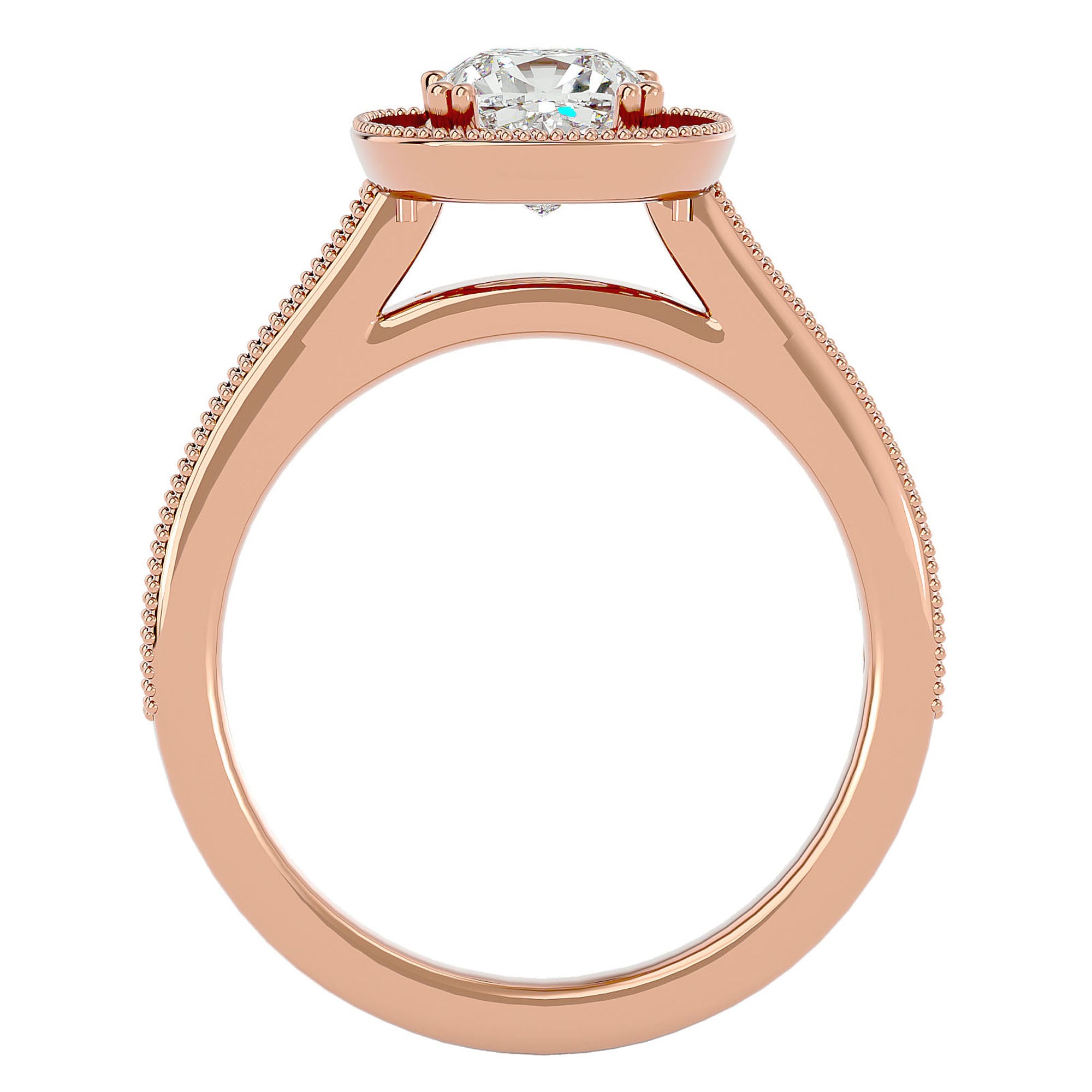 Inel de Logodnă Halo Pavé din Aur 14k cu Diamante Create în Laborator de 1.92 ct din 18k Aur Roz - Castelo.ro