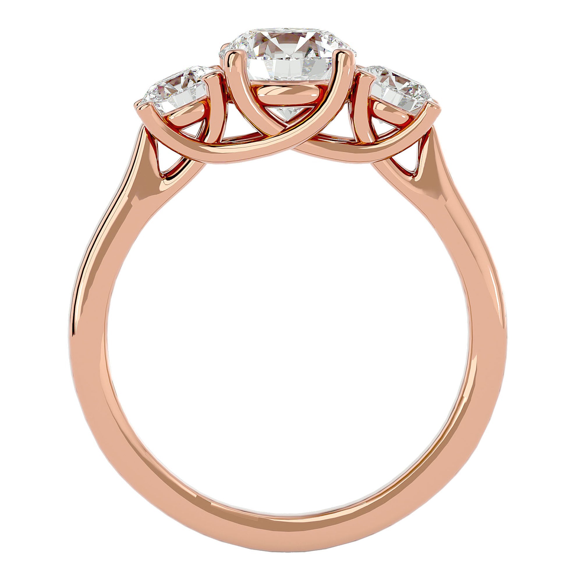 Inel de Logodnă Renée cu Trei Moissanite de 1.95 ct din 18k Aur Roz - Castelo.ro