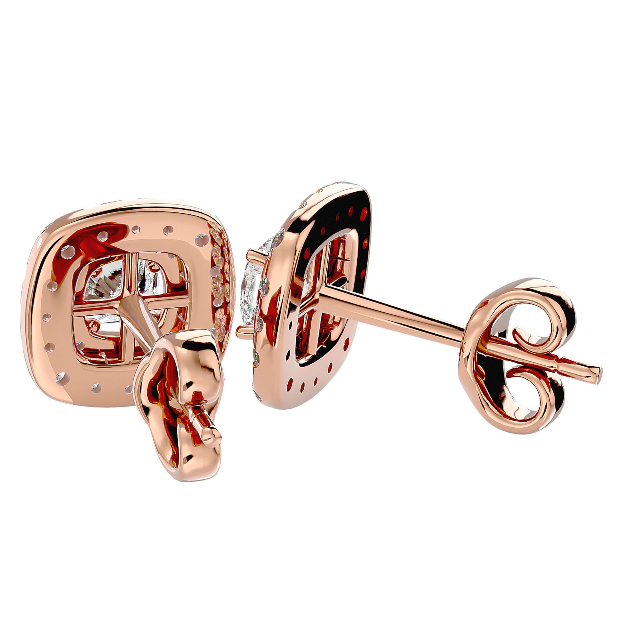 Cercei Stud Cu Moissanite de 2.2 ct din 18k Aur Roz - Castelo.ro
