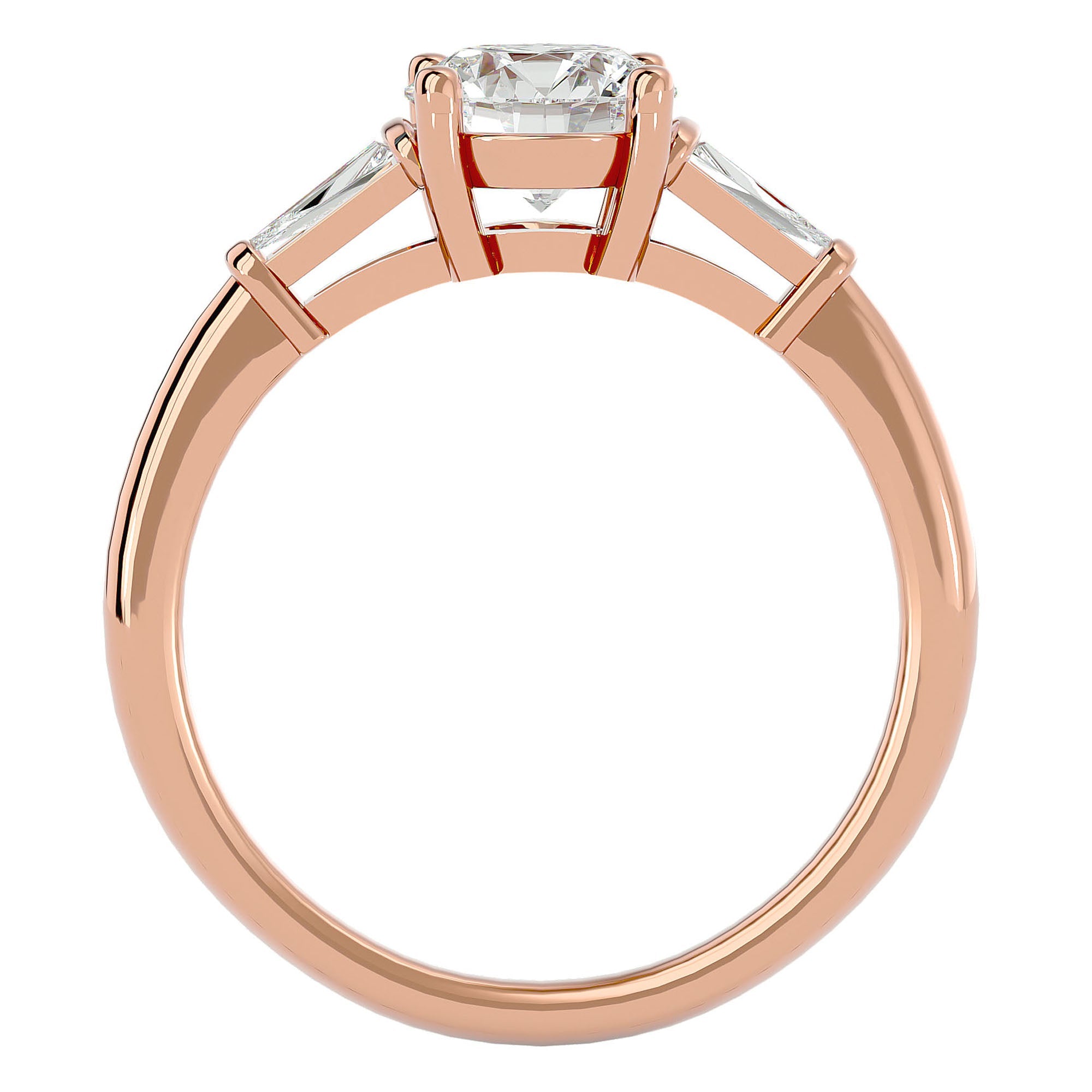 Inel de Logodnă cu Trei Moissanite de 1.22 ct din 18k Aur Roz 18 (58mm) - Castelo.ro