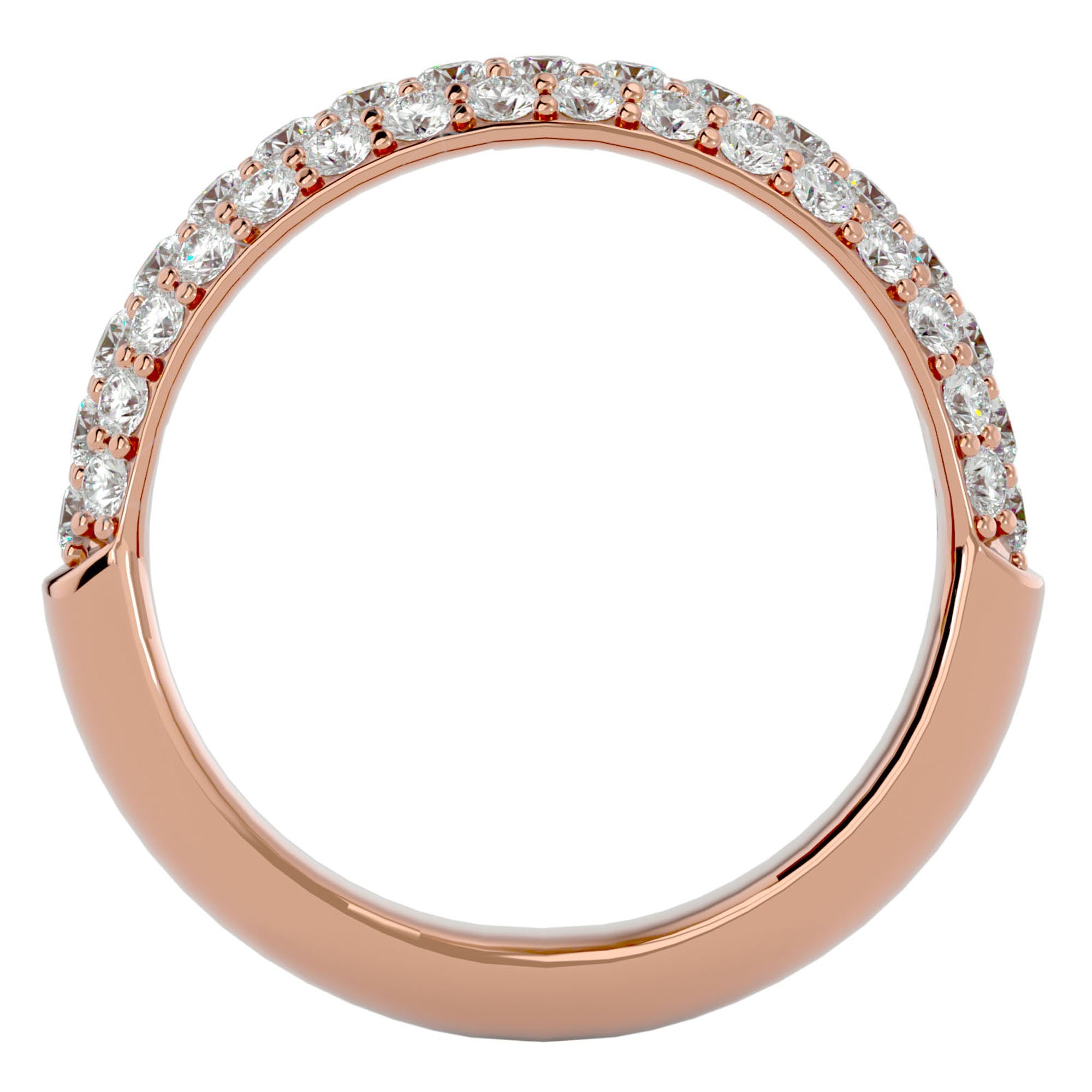 Inel Triplu Micro Pavé cu Moissanite de 0.90 ct din 18k Aur Roz - Castelo.ro