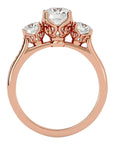 Inel de Logodnă din Aur 14k cu Trei Diamante Create în Laborator Pavè de 1.80 ct din 14k Aur Roz - Castelo.ro