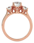 Inel de Logodnă cu Trei Diamante Naturale Solitaire Pavè de 1.80 ct din 18k Aur Roz - Castelo.ro
