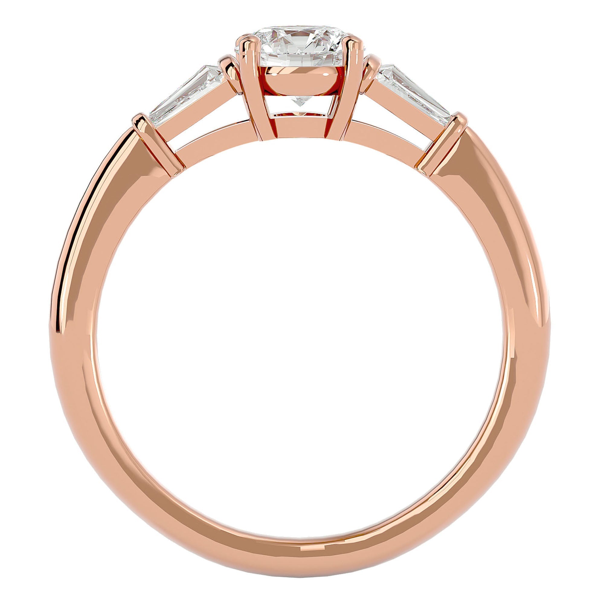 Inel de Logodnă din Aur 14k cu Trei Diamante Create în Laborator de 0.93 ct din 14k Aur Roz - Castelo.ro