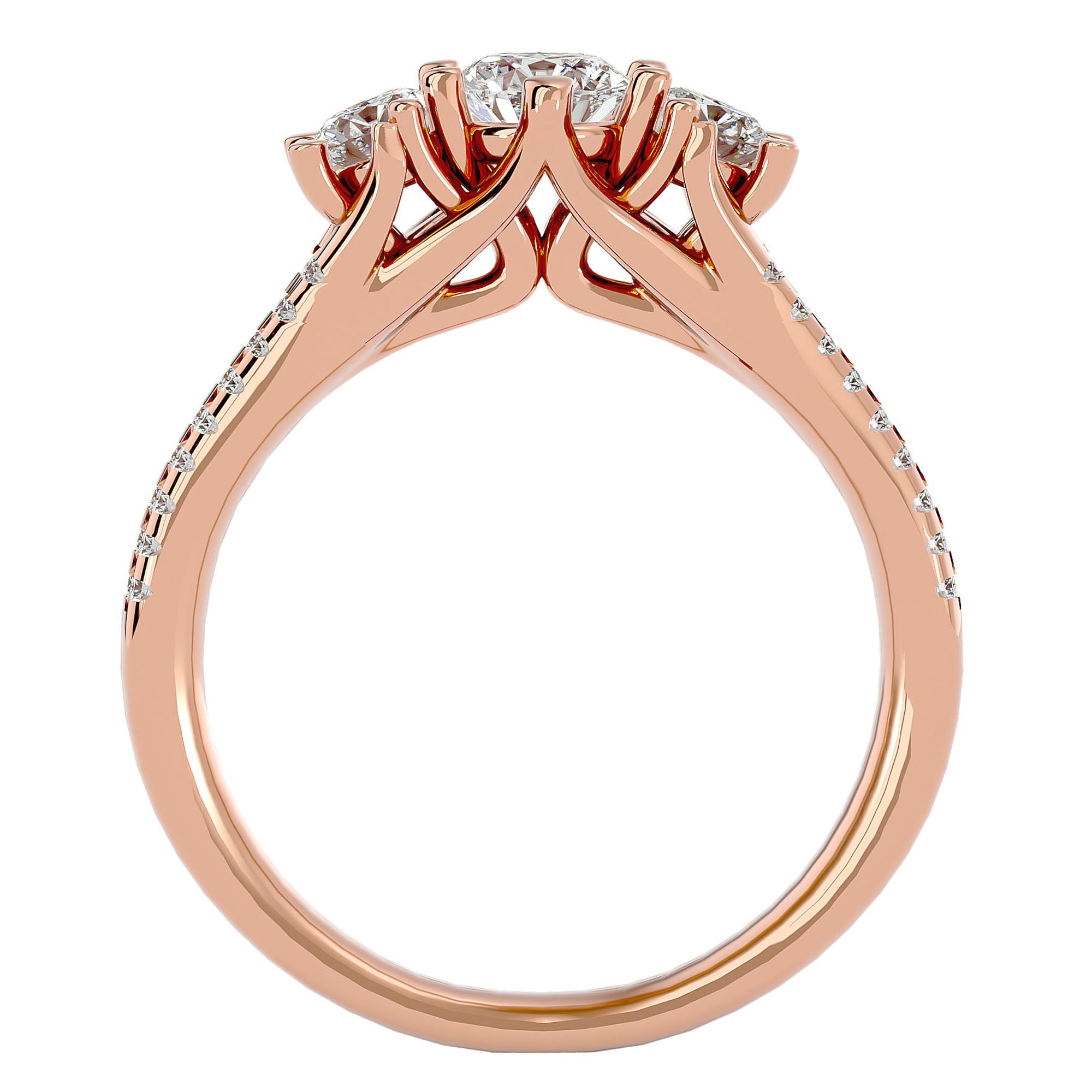 Inel de Logodnă Solitaire Pavè din Aur 14k cu Diamante Naturale de 0.90 ct din 14k Aur Roz - Castelo.ro