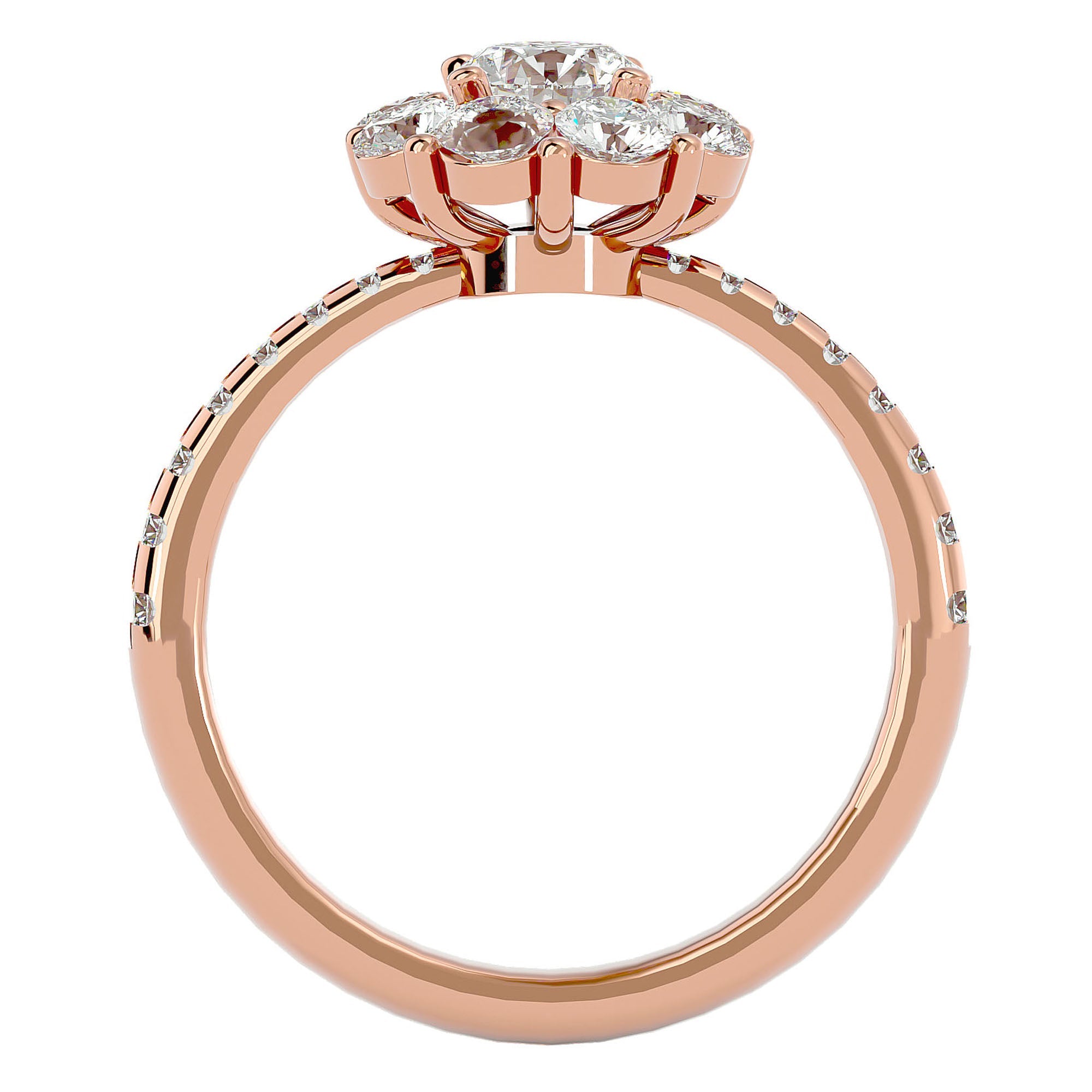 Inel de Logodnă Fleur din Aur 14k cu Diamante Naturale Halo Pavé de 1.64 ct din 14k Aur Roz - Castelo.ro