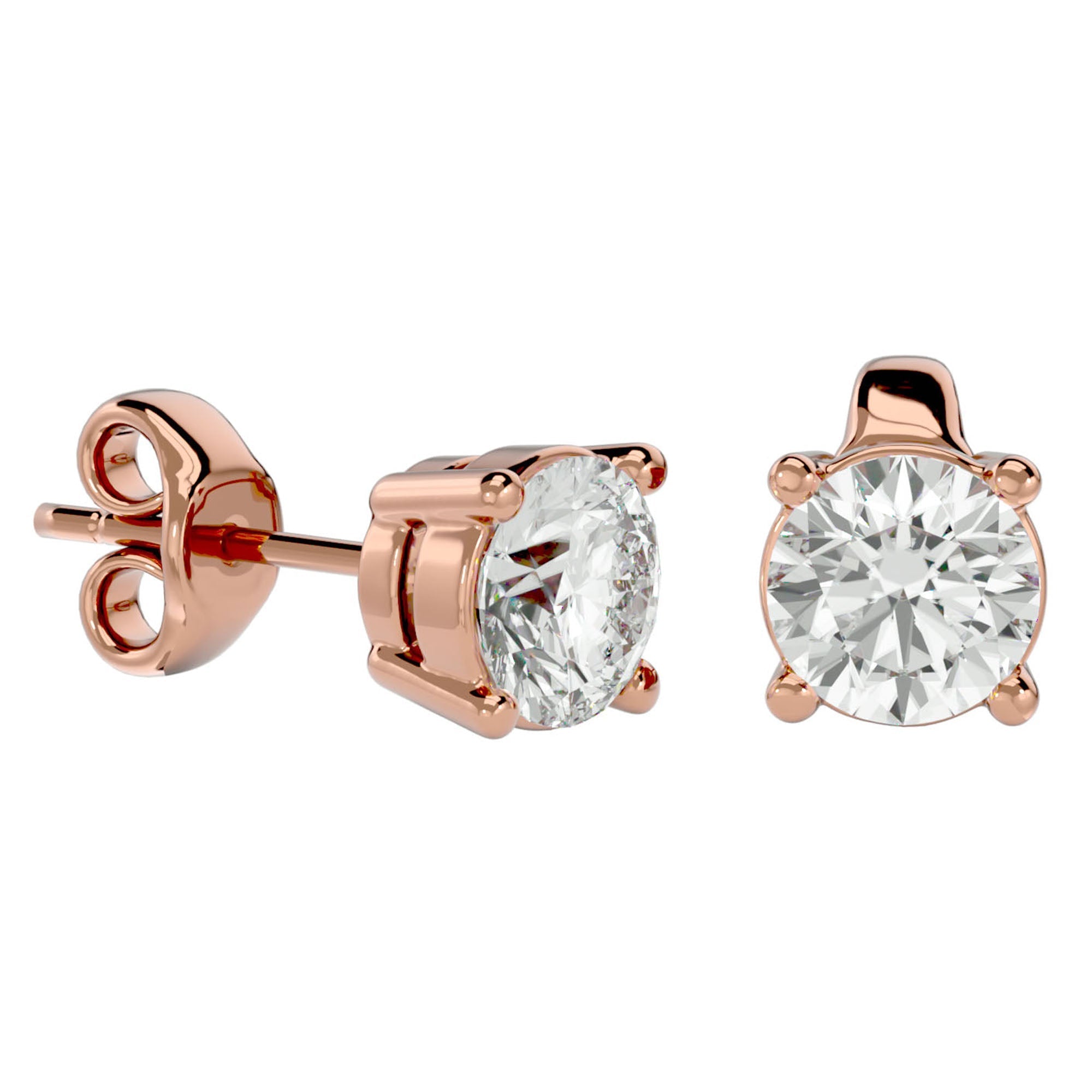 Cercei Stud Solitaire din Aur 14k cu Diamante Create în Laborator de 0.94 ct din 14k Aur Roz - Castelo.ro