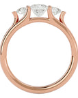 Inel Triplu de Logodnă din Aur 14k Cu Trei Diamante Naturale de 0.96 ct din 14k Aur Roz - Castelo.ro