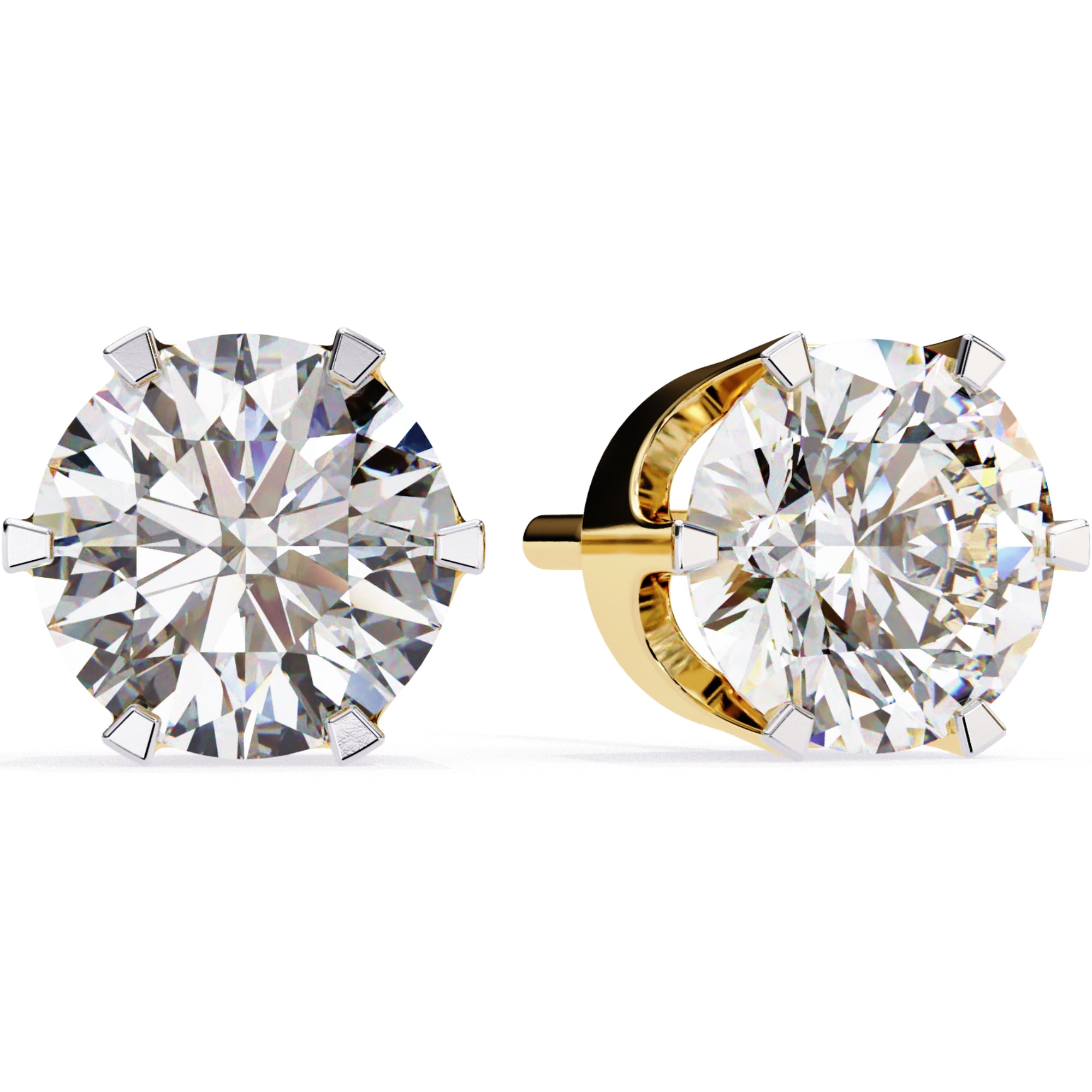 Cercei Solitaire Stud Luxury din Aur 14k cu Moissanite de 2.57 ct