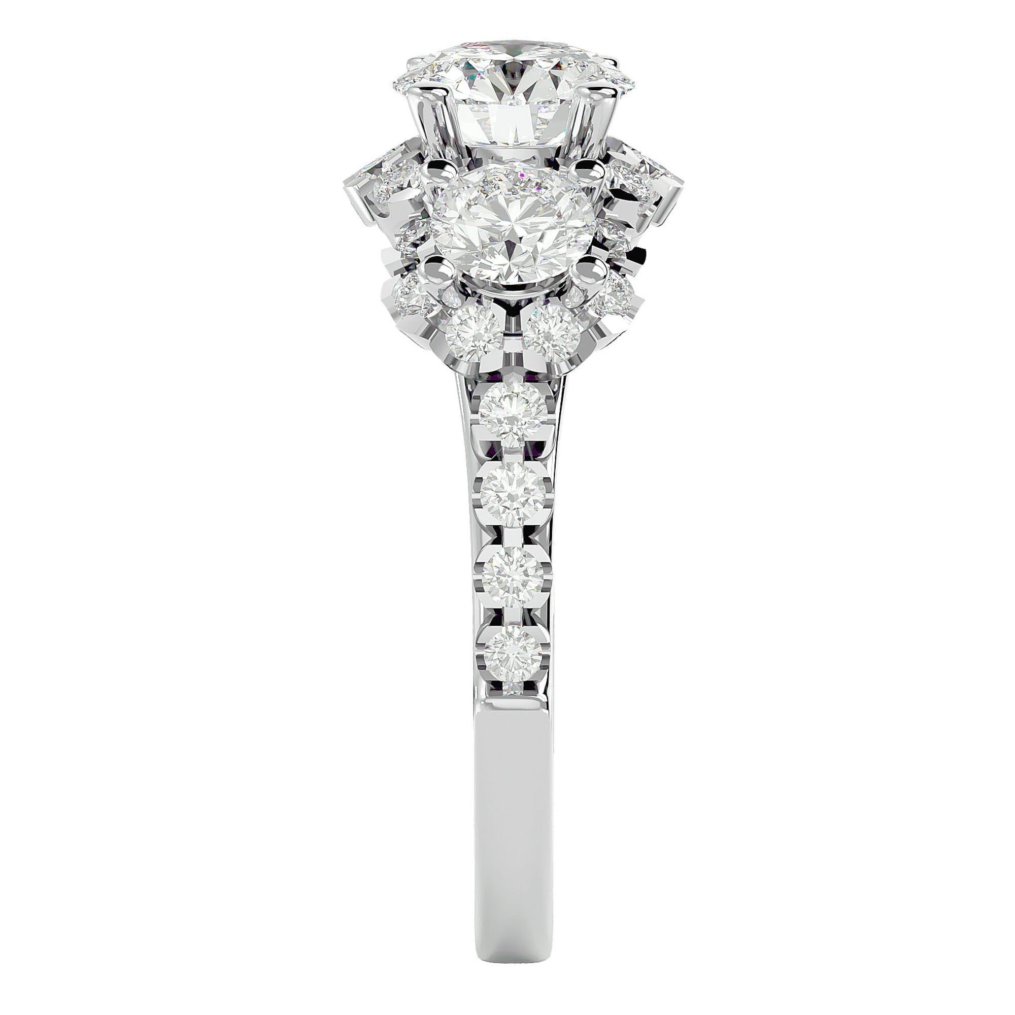 Inel de Logodnă Imperial din Aur 14k cu Diamante Create în Laborator de 2.04 ct din 14k Aur Alb - Castelo.ro