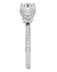 Inel de Logodnă din Aur 14k cu Trei Moissanite Solitaire Pavè de 1.90 ct din 14k Aur Alb - Castelo.ro