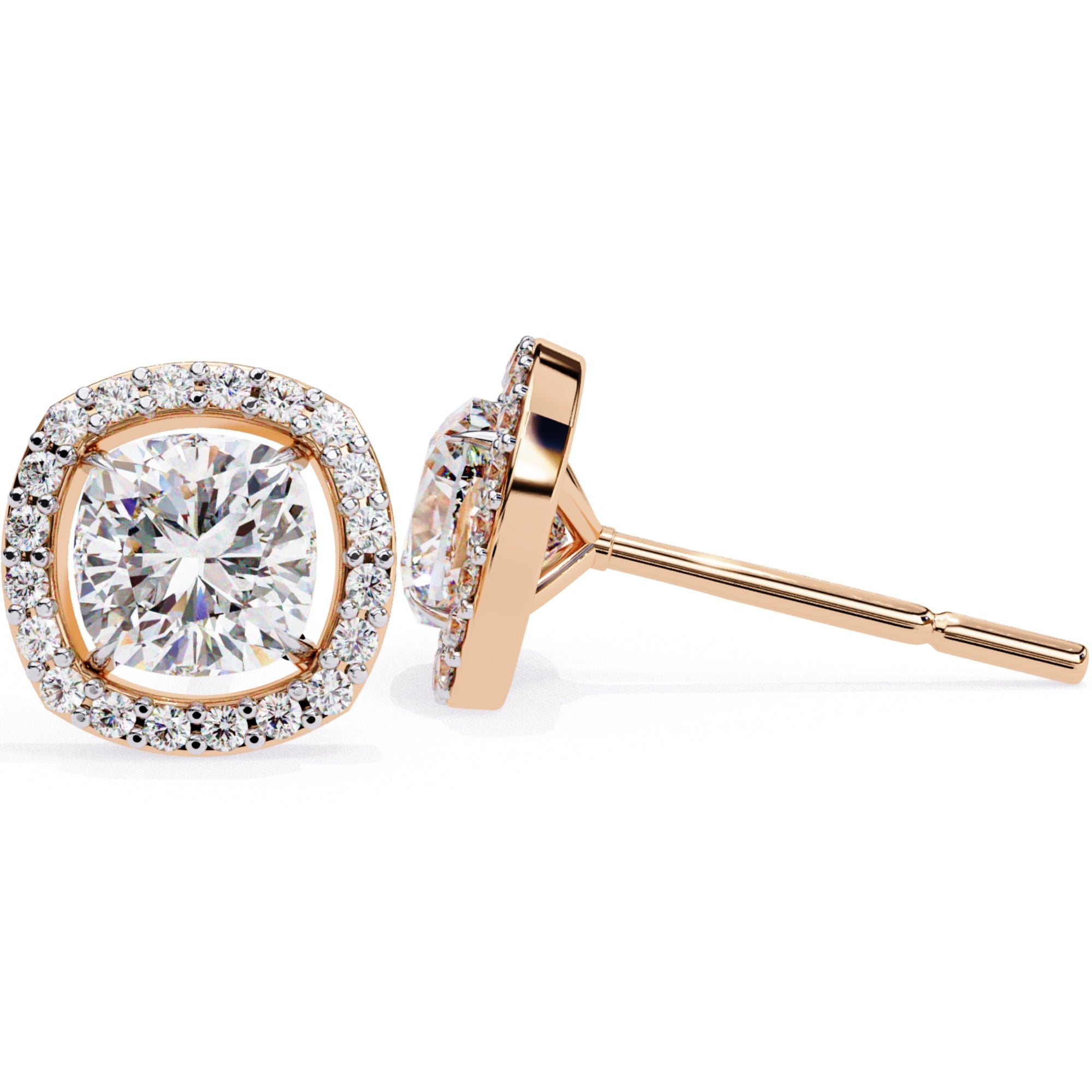 Cercei Stud Elsa cu Diamante Create în Laborator de 0.96 ct din 18K Aur Roz - Castelo.ro