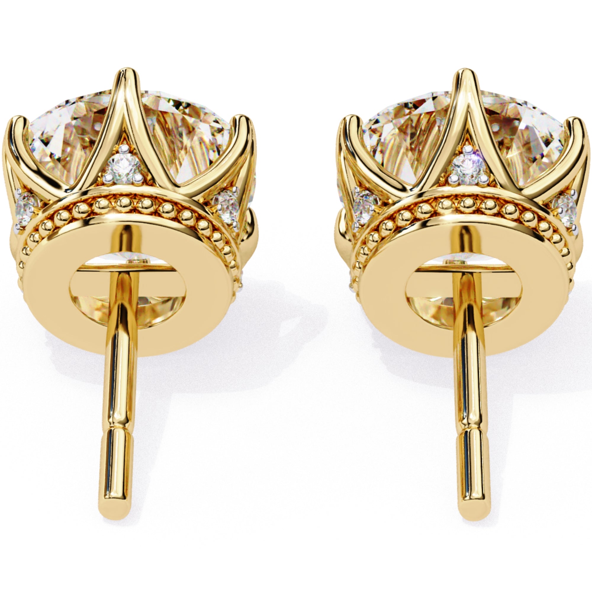 Cercei Stud Royal Cu Diamante Naturale Tăietură Briliant de 2.6 ct din 18K Aur Galben - Castelo.ro