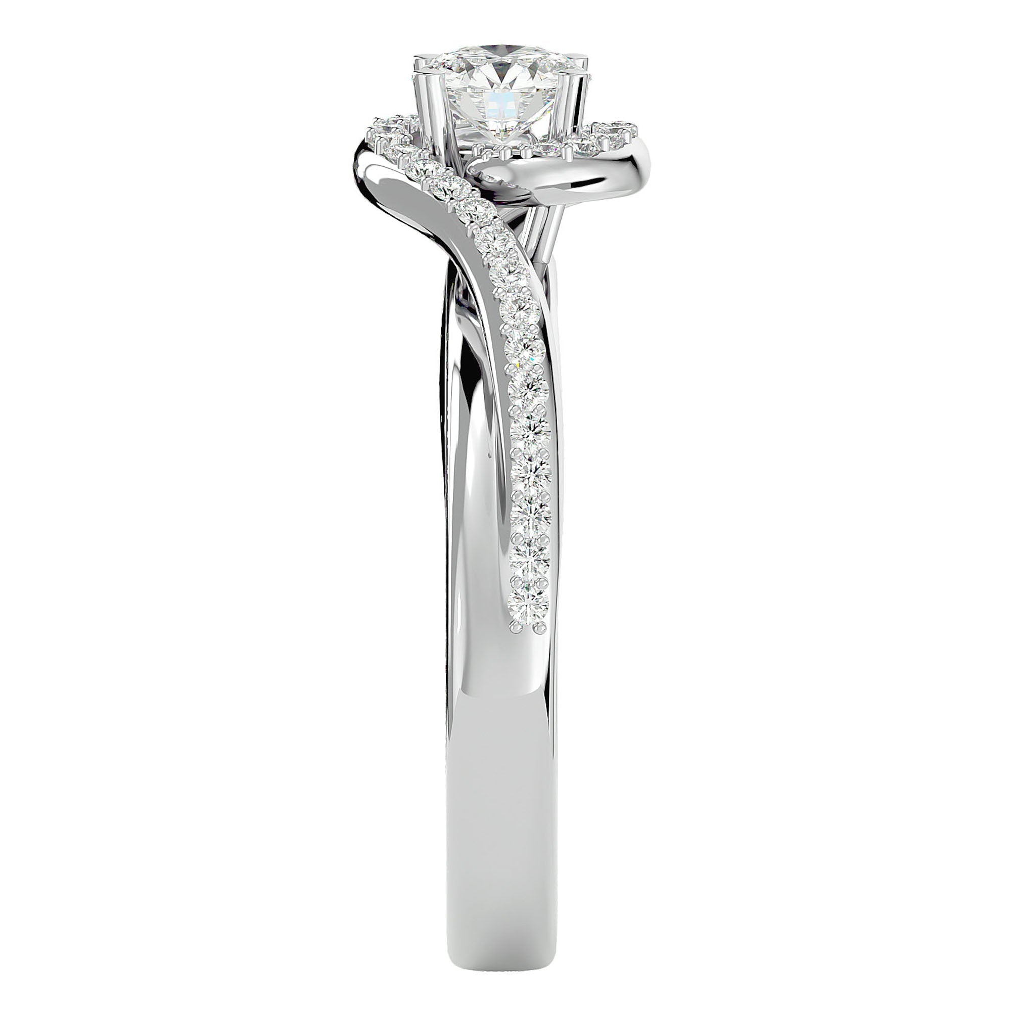 Inel de Logodnă din Aur 14k cu Moissanite Pavé în Spirală Eternă de 0.61 ct din 14k Aur Alb - Castelo.ro