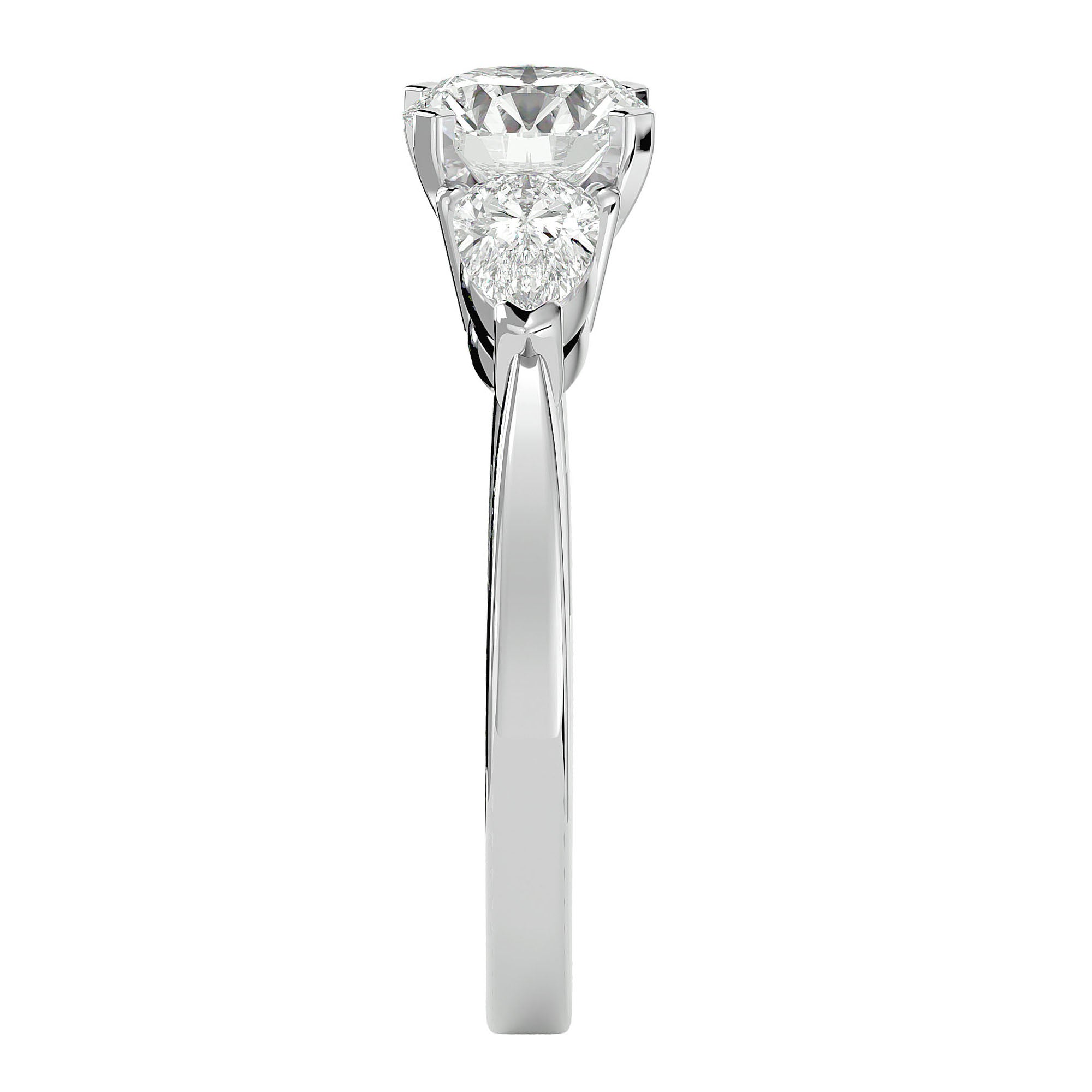 Inel de Logodnă Hélène cu Trei Moissanite de 2.18 ct din Platina - Castelo.ro