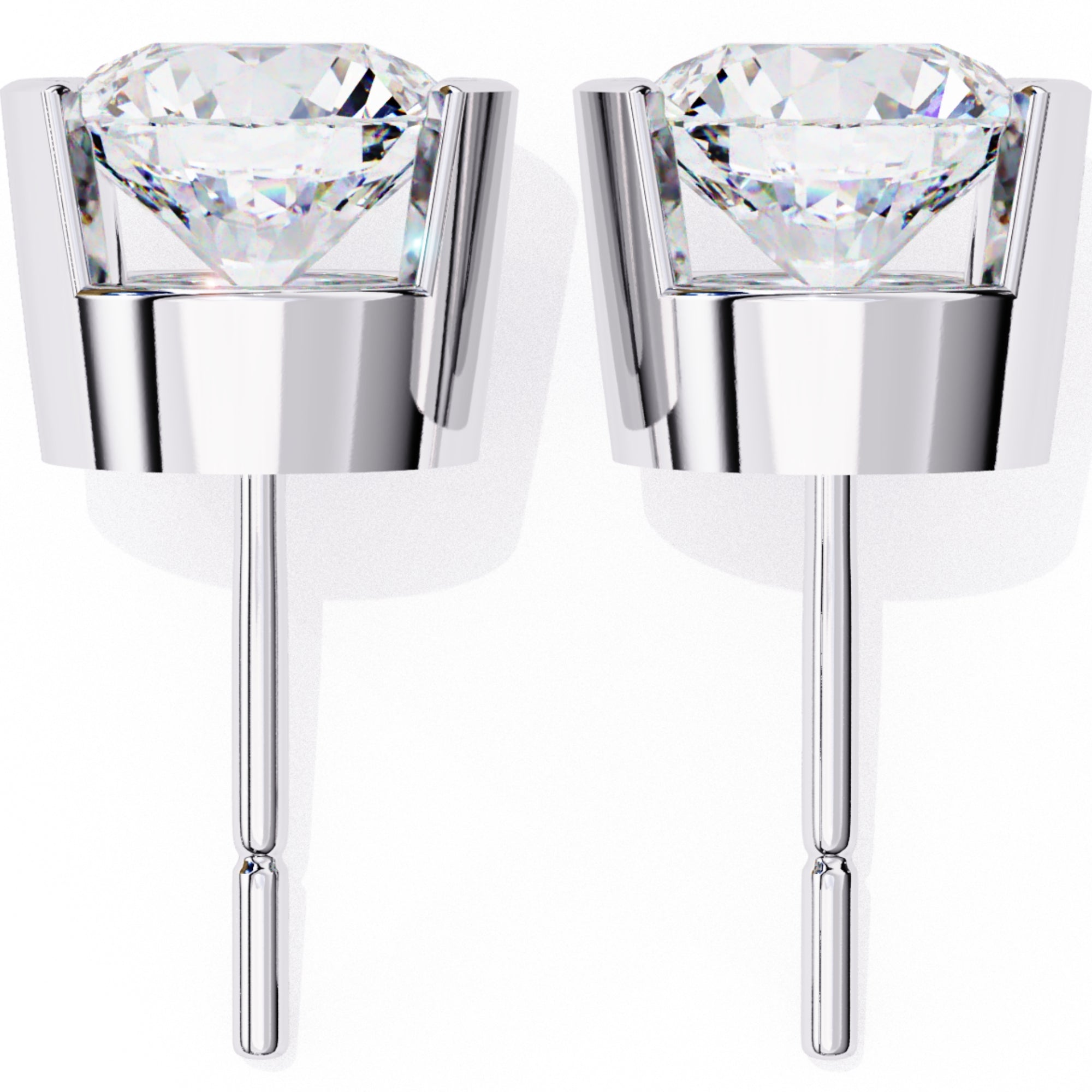 Cercei Stud Bezel Rio din Aur 14k cu Moissanite Tăietură Briliant de 2.5 ct din 14K Aur Alb - Castelo.ro