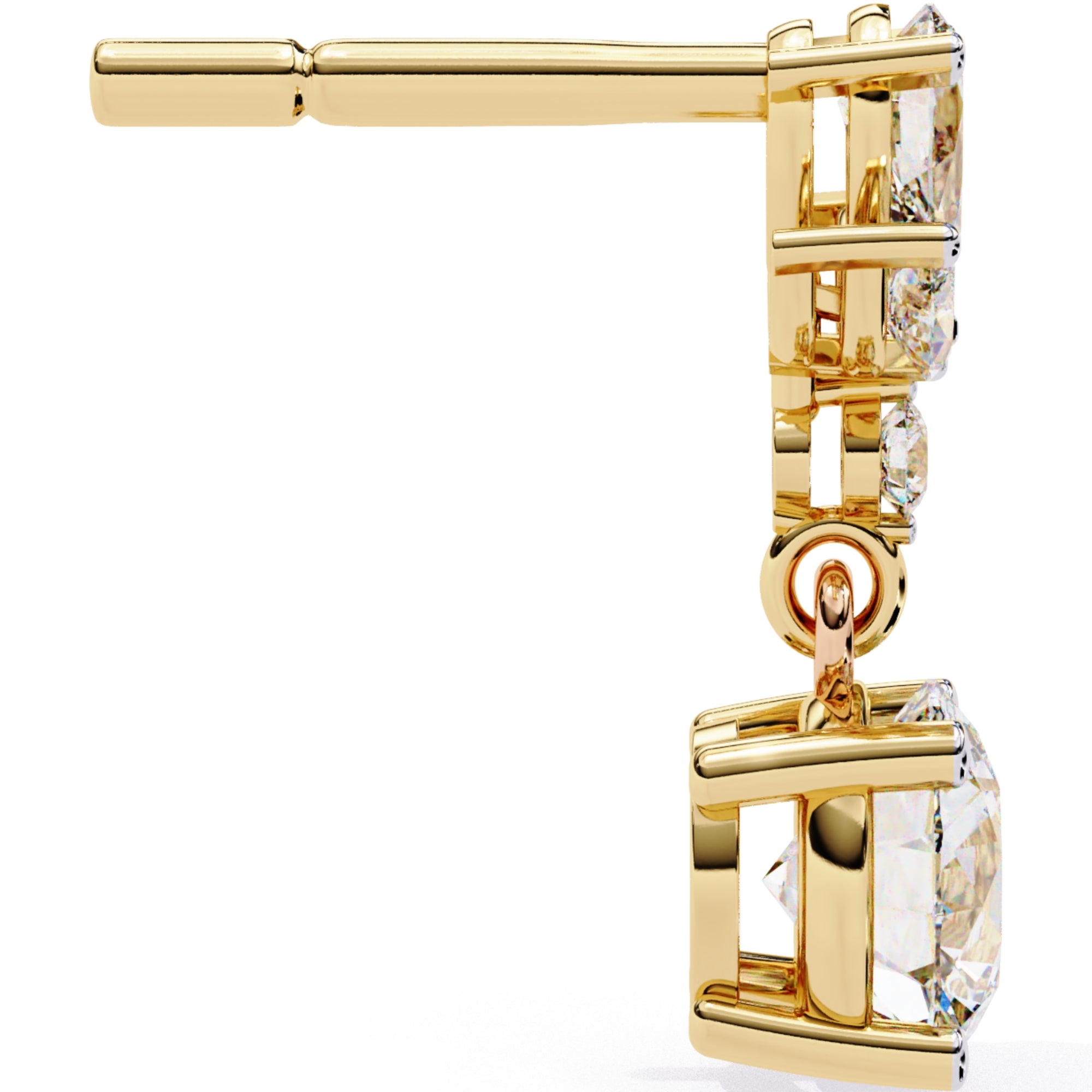 Cercei Stud Solitaire Drop din Aur 14k cu Moissanite de 1.16 ct