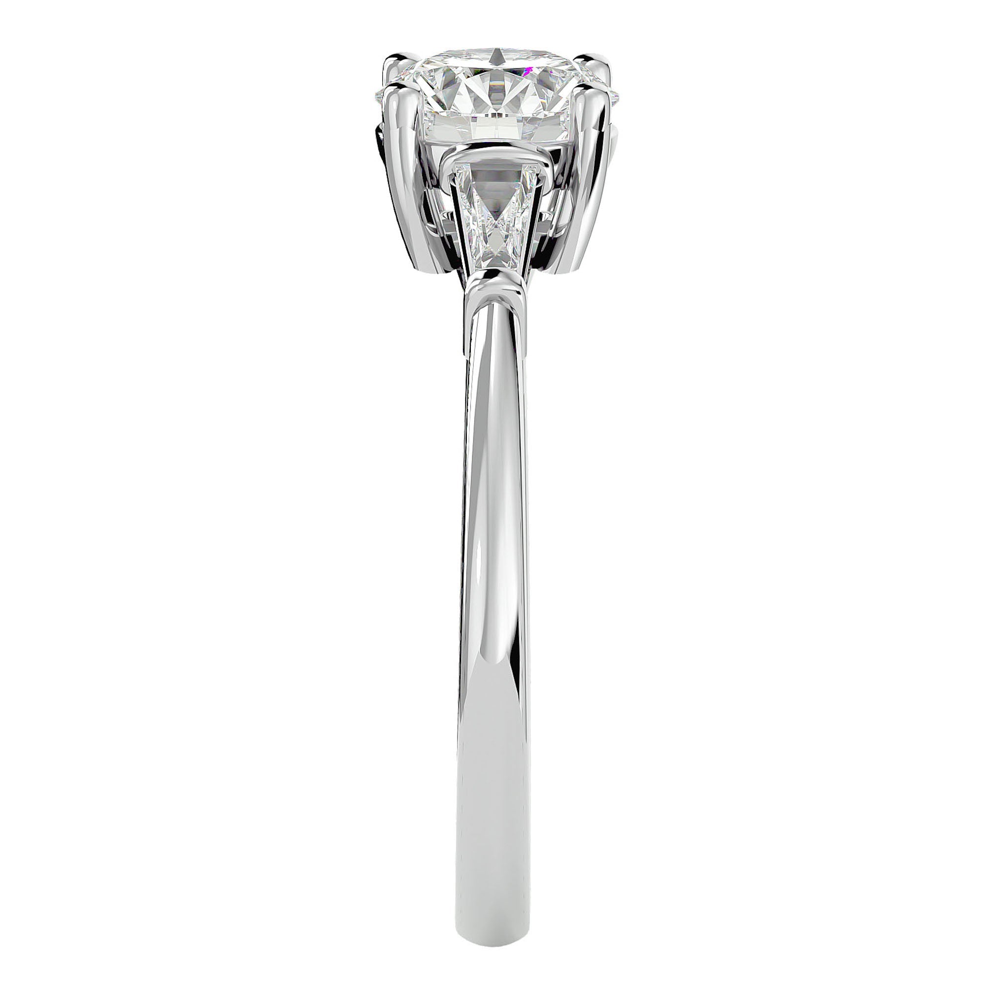 Inel de Logodnă cu Trei Moissanite de 1.22 ct din Platina - Castelo.ro