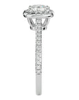 Inel de Logodnă Halo Pavé din Aur 14k cu Moissanite de 1.79 ct din 14k Aur Alb - Castelo.ro