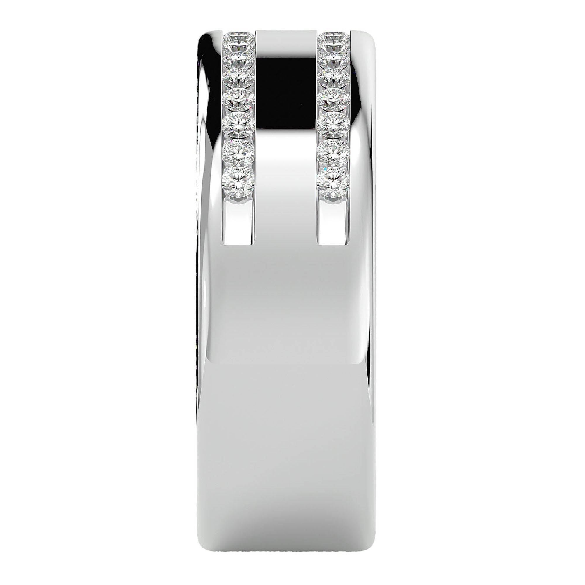 Verighetă Solène din Aur 14k Cu Două Rânduri De Diamante Naturale de 0.46 ct din 14k Aur Alb - Castelo.ro