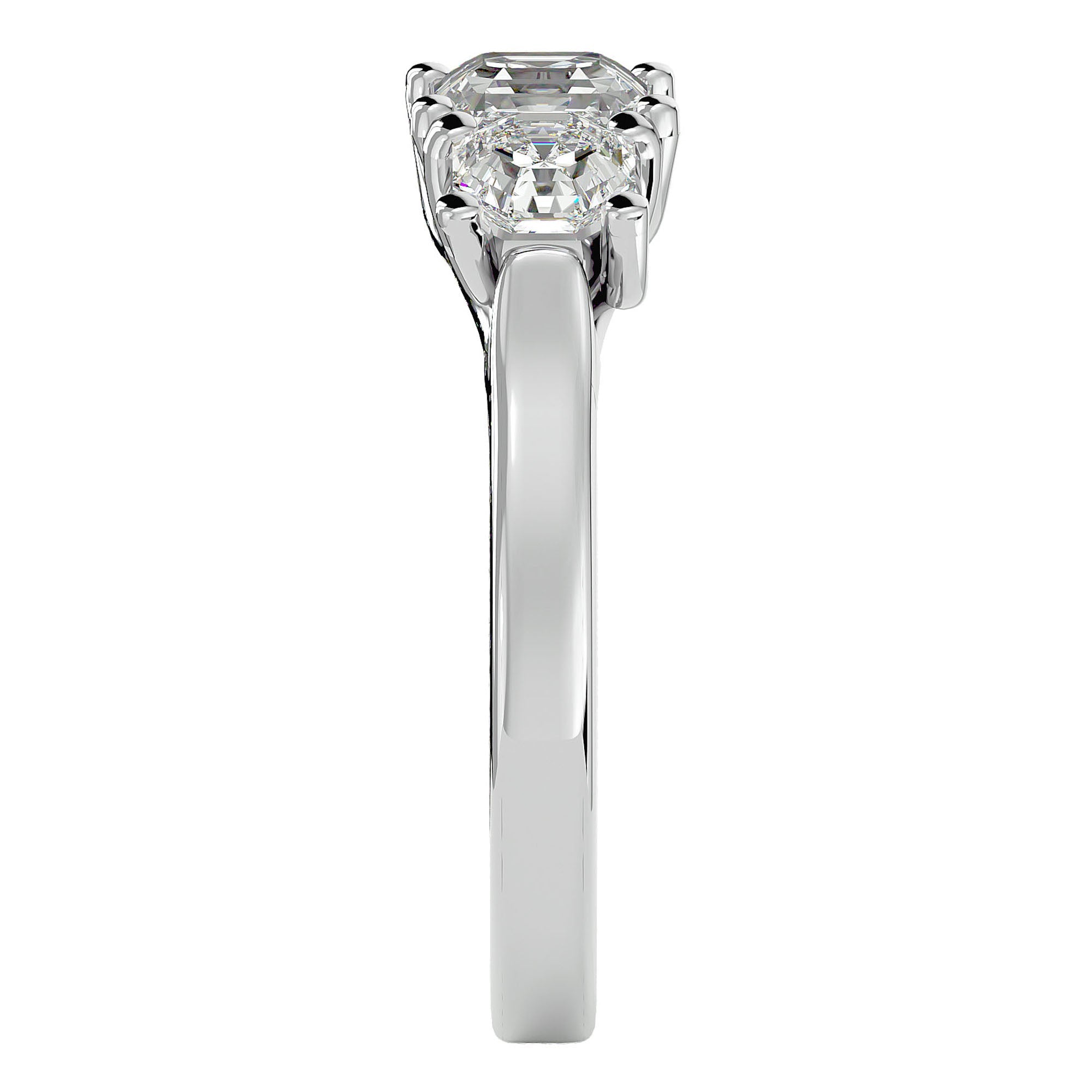 Inel de Logodnă cu Trei Moissanite de 2.20 ct din Platina - Castelo.ro