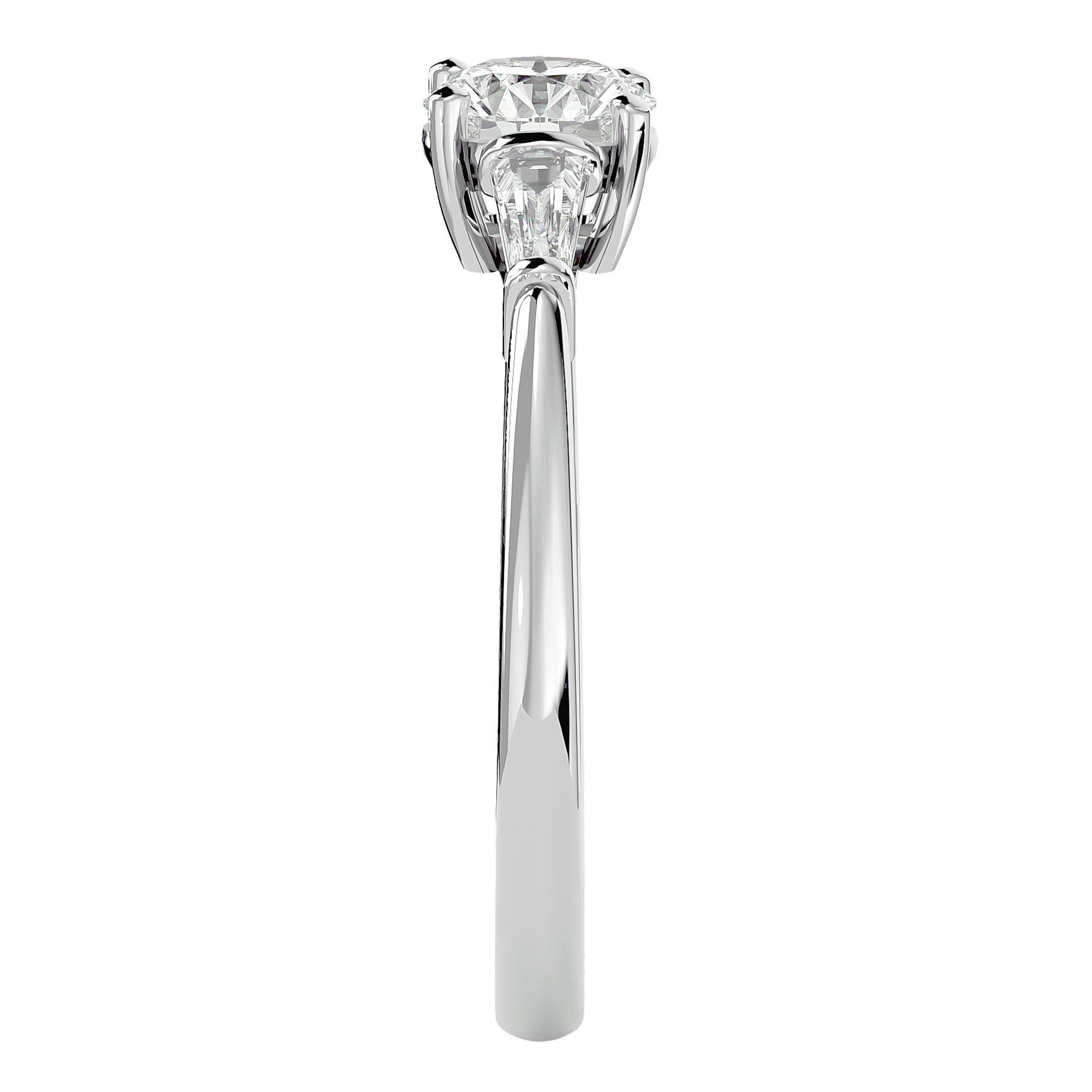 Inel de Logodnă din Aur 14k cu Trei Diamante Create în Laborator de 0.93 ct din 14k Aur Alb - Castelo.ro