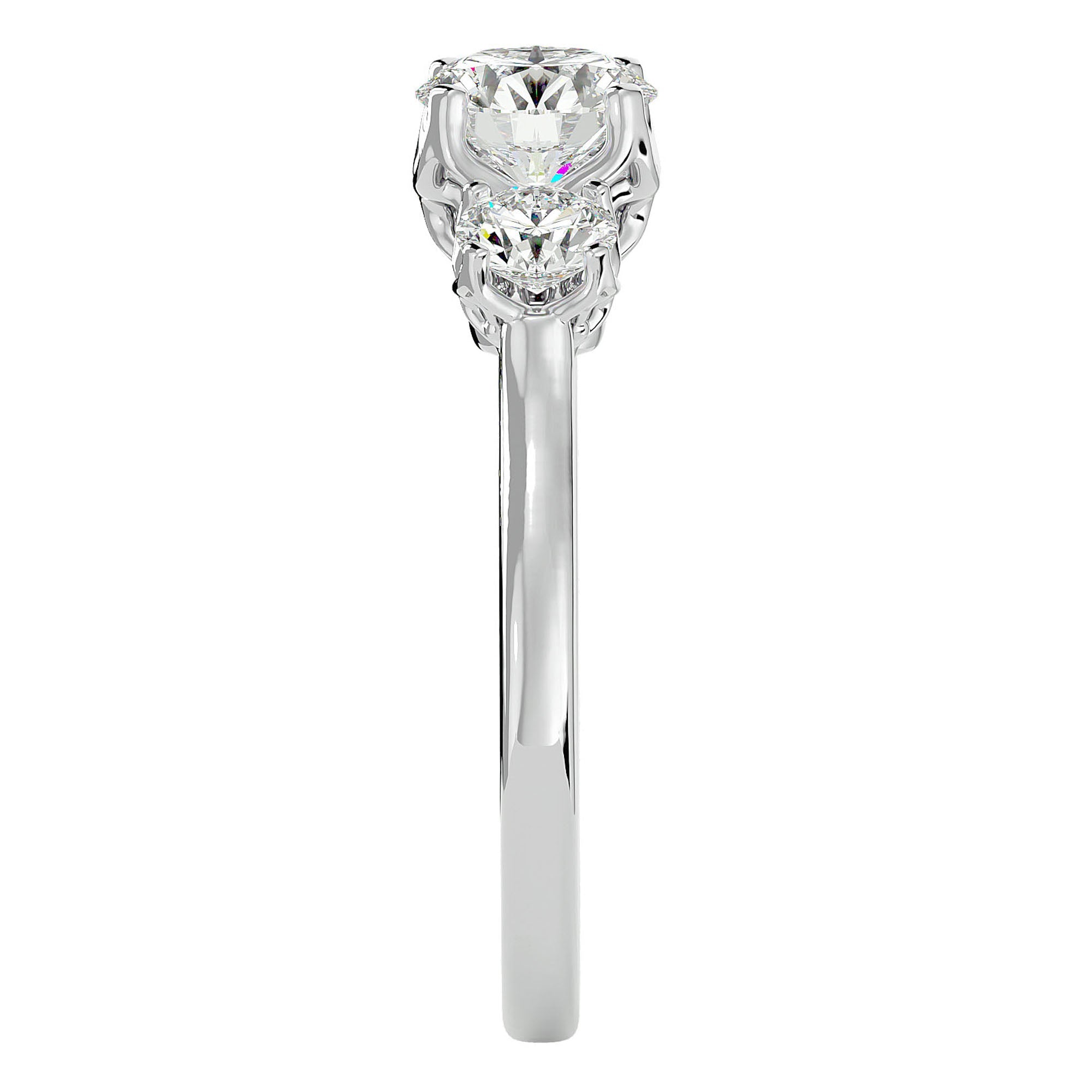 Inel de Logodnă Vivienne cu Trei Moissanite de 1.62 ct din Platina - Castelo.ro