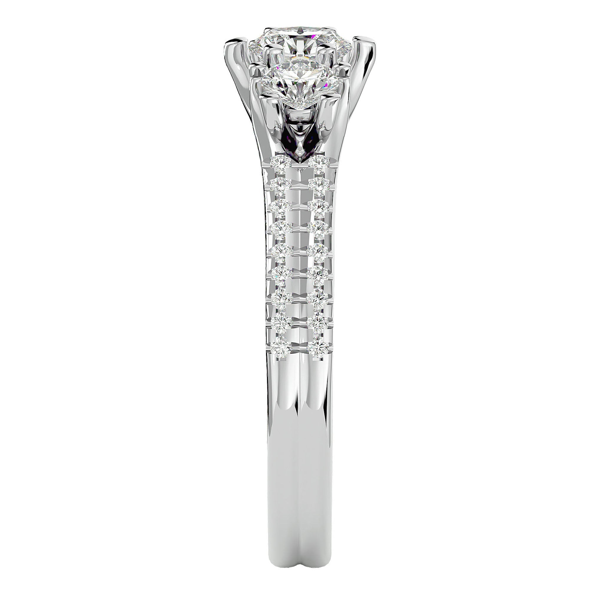 Inel de Logodnă Solitaire Pavè din Aur 14k cu Diamante Create în Laborator de 0.90 ct din 14k Aur Alb - Castelo.ro