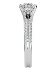 Inel de Logodnă Solitaire Pavè din Aur 14k cu Diamante Create în Laborator de 0.90 ct din 14k Aur Alb - Castelo.ro