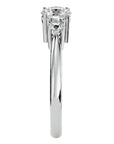 Inel de Logodnă din Aur 14k cu Trei Diamante Create în Laborator Pavè de 1.18 ct din 14k Aur Alb - Castelo.ro