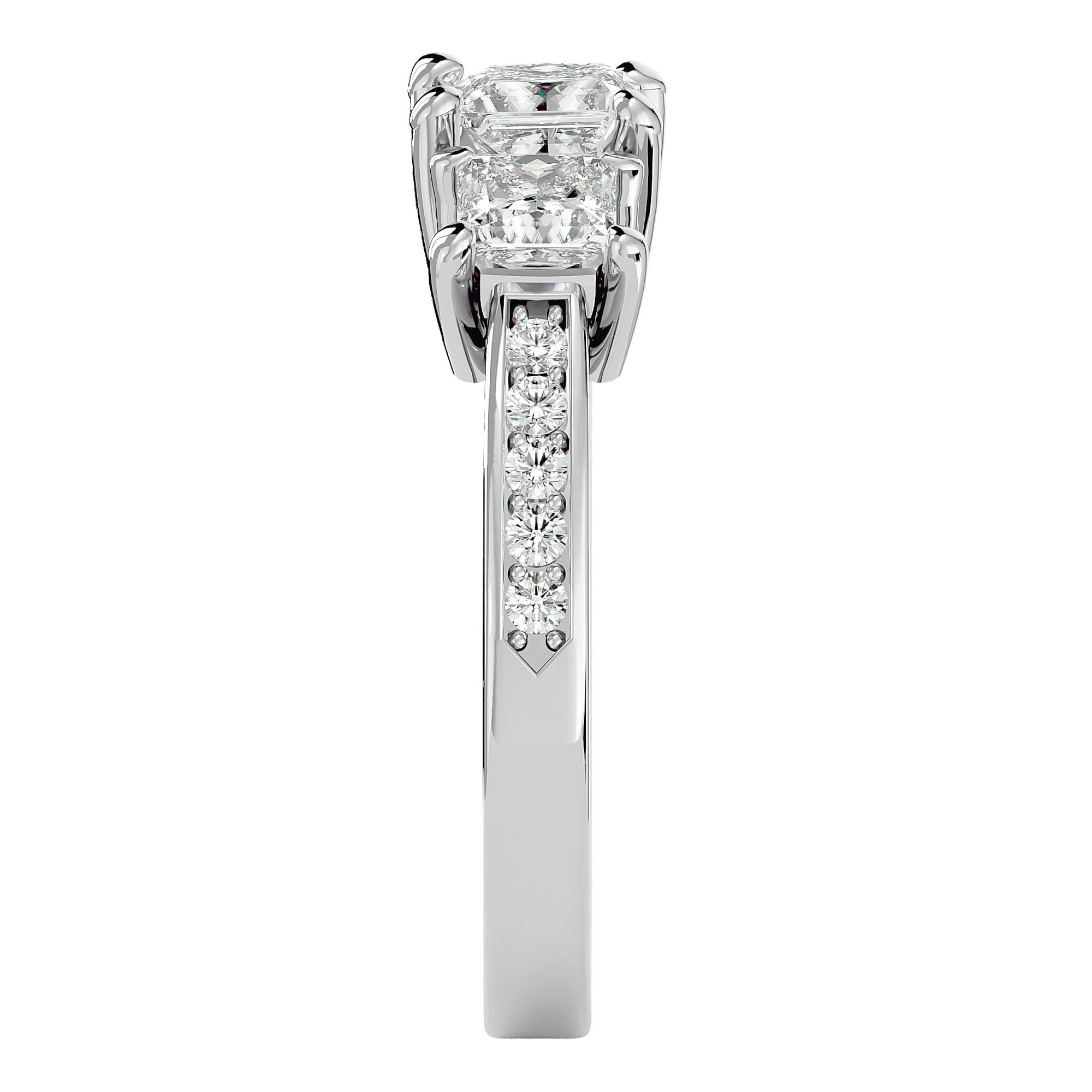 Inel de Logodnă Trei Diamante Naturale Pavè de 2.20 ct din Platina - Castelo.ro