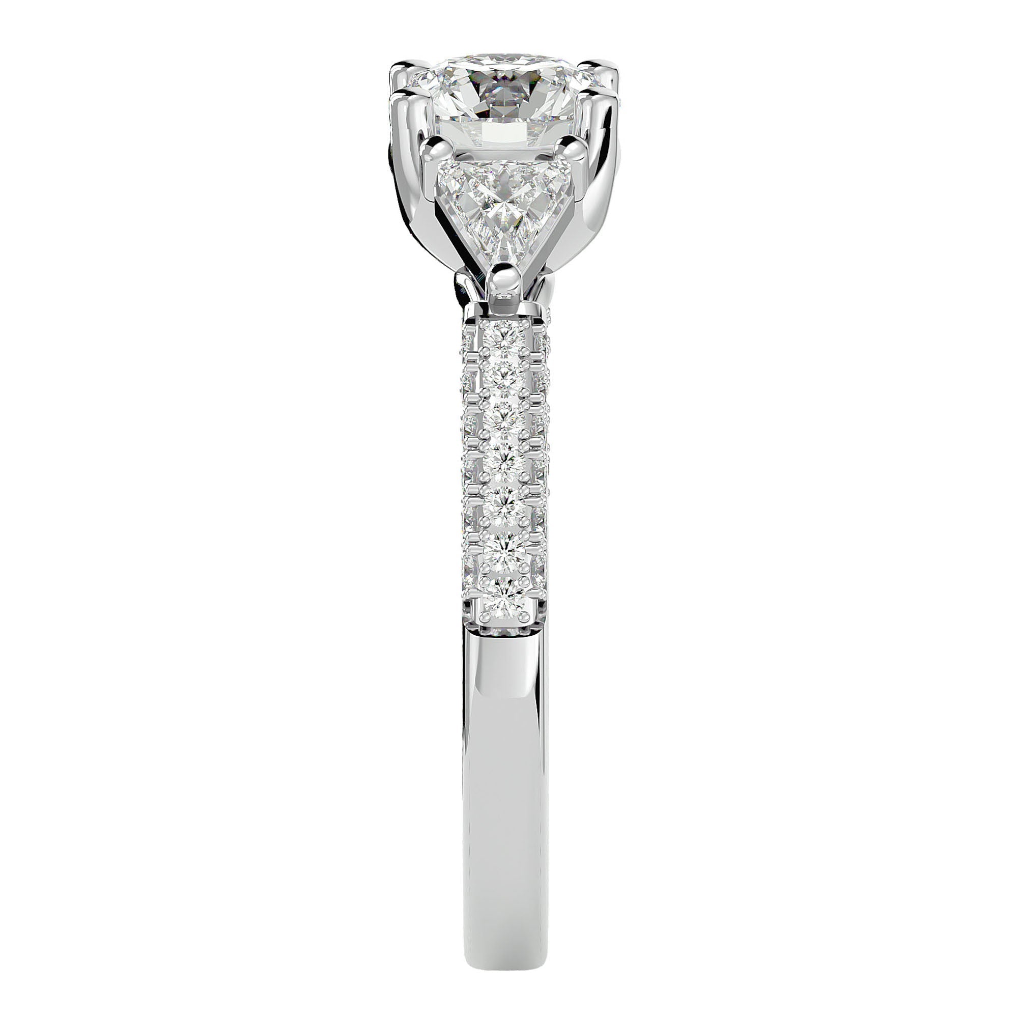 Inel de Logodnă din Aur 14k cu Trei Moissanite Pavè de 1.63 ct din 14k Aur Alb - Castelo.ro